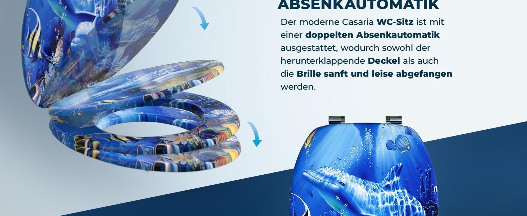 CASARIA WC Sitz mit doppelter Absenkautomatik Delfin
