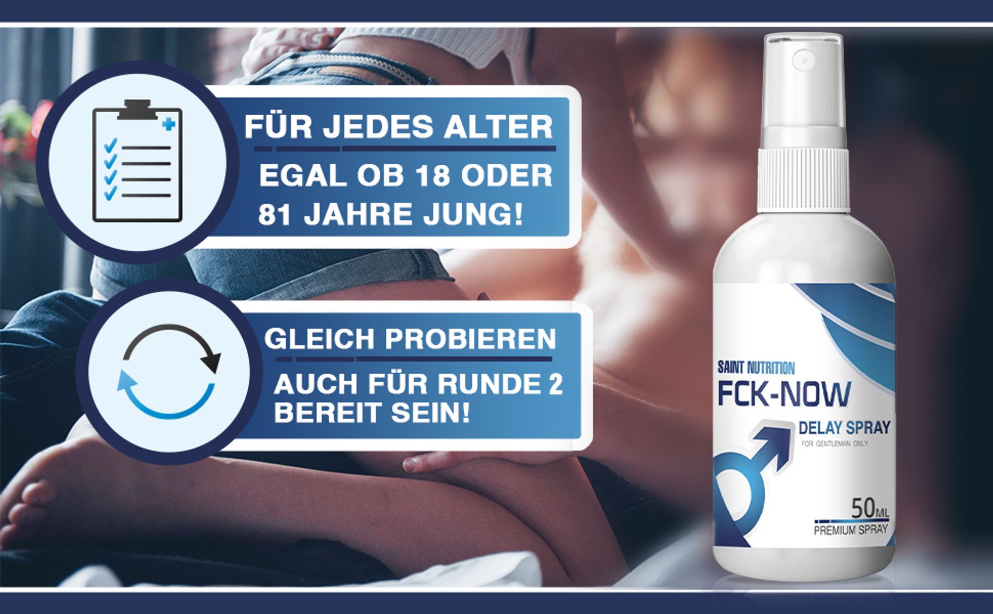 Saint Nutrition® FCK NOW – Delay Spray – for Men – Verzögerungsspray - Sofortwirkung – bessere Leistung – Spaß zu zweit – länger durchhalten Mann