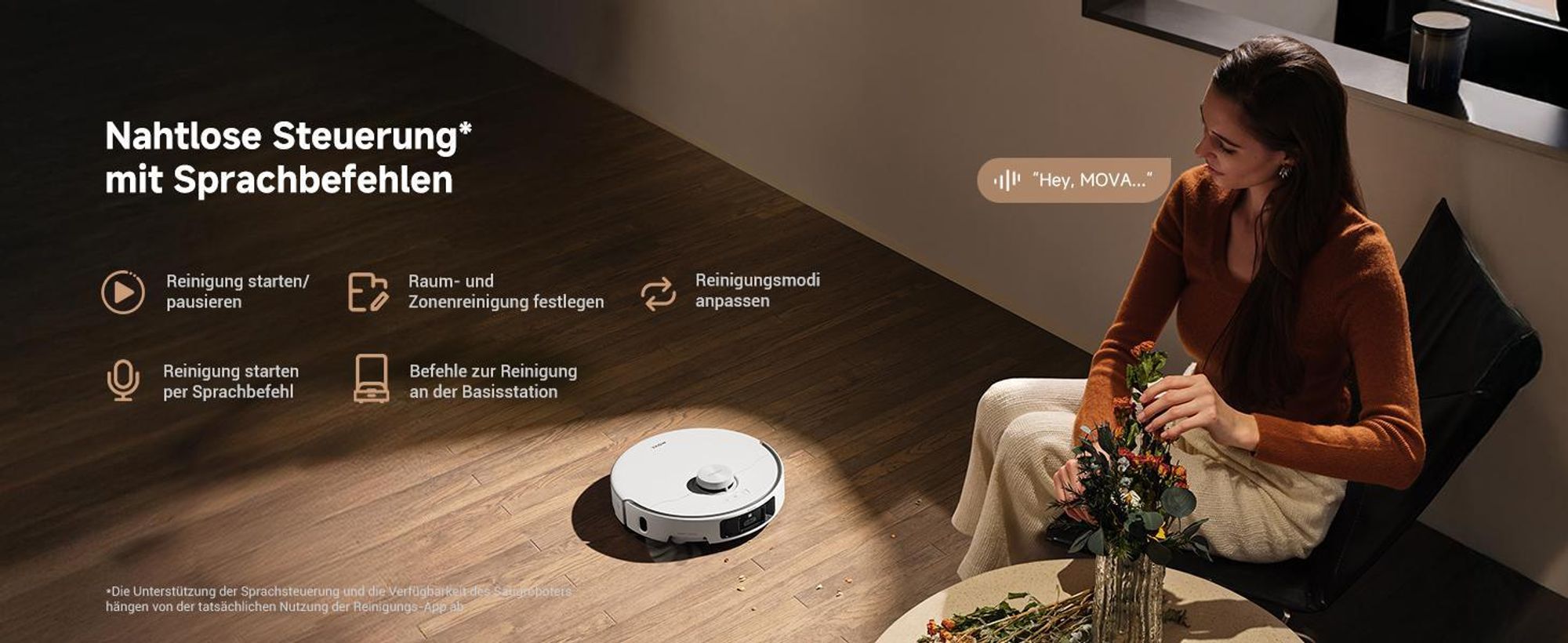 Mova P50 Pro Ultra Staubsaugerroboter mit Mopp, 19.000 Pa, 75℃ Heißwasser-Mopp, +RGB AI+LED-Hindernisvermeidung, Auto-Entleerung/Nachfüllen