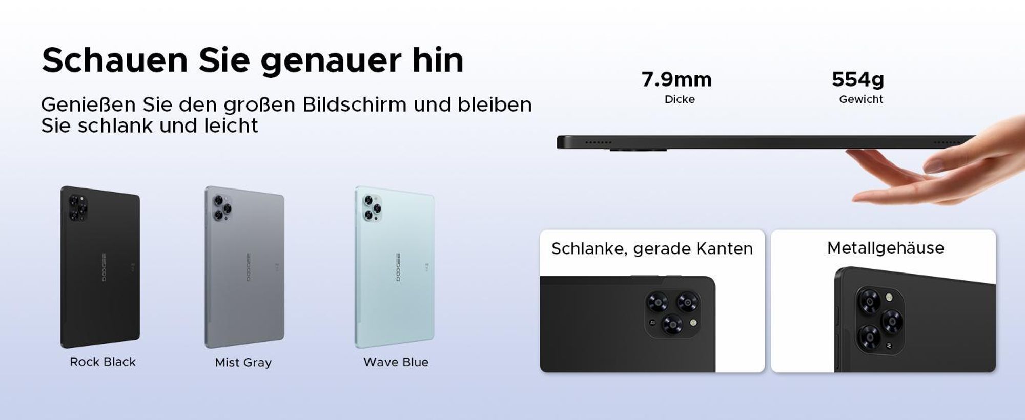 DOOGEE Tab G6 - Tablet ,Android 16, 11 Zoll, 36(6+30)GB+256GB(bis 2TB erweiterbar), 4G LTE, 90Hz,8000mAh,Widevine L1