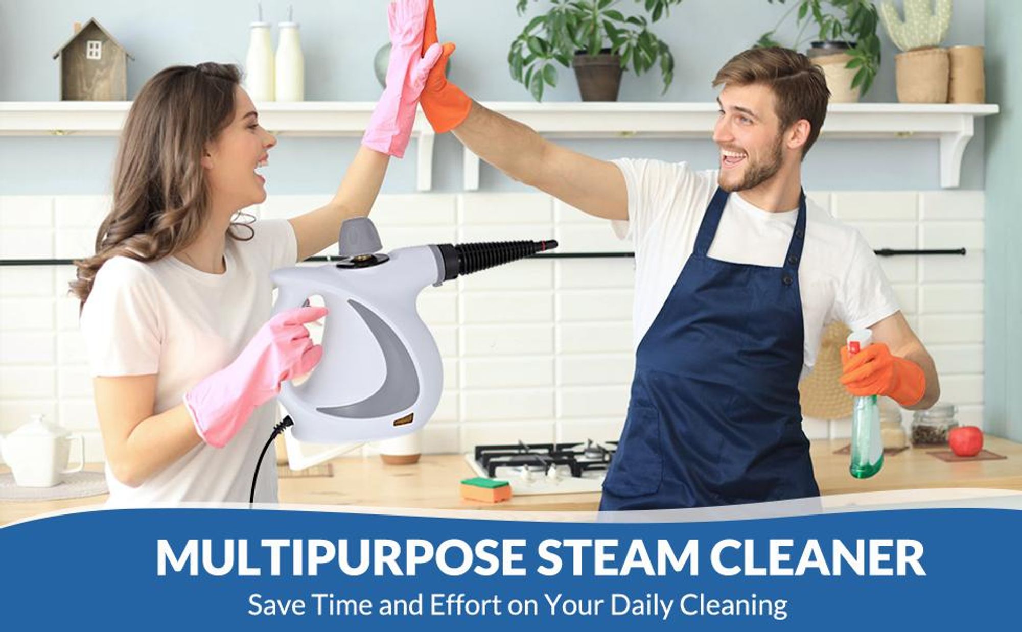 Dampfreiniger, 1300W Handdampfreiniger, tragbarer Dampfgarer, mit 12 Zubehörteilen, zum Entfernen von Schmutz und Fett, für Küchenmöbel, Badezimmer
