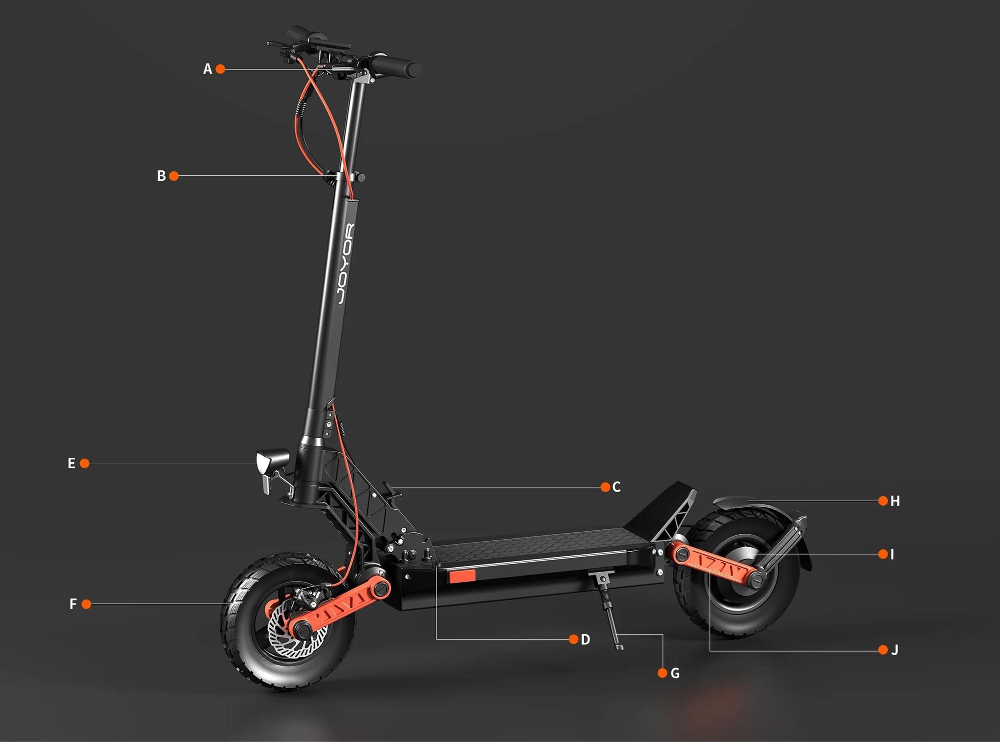 Elektrický Kolobežka JOYOR S5 S Certifikátom ABE - 500W Motor 48V13AH Batéria 45KM Dojazd Kotúčová Brzda - Čierna