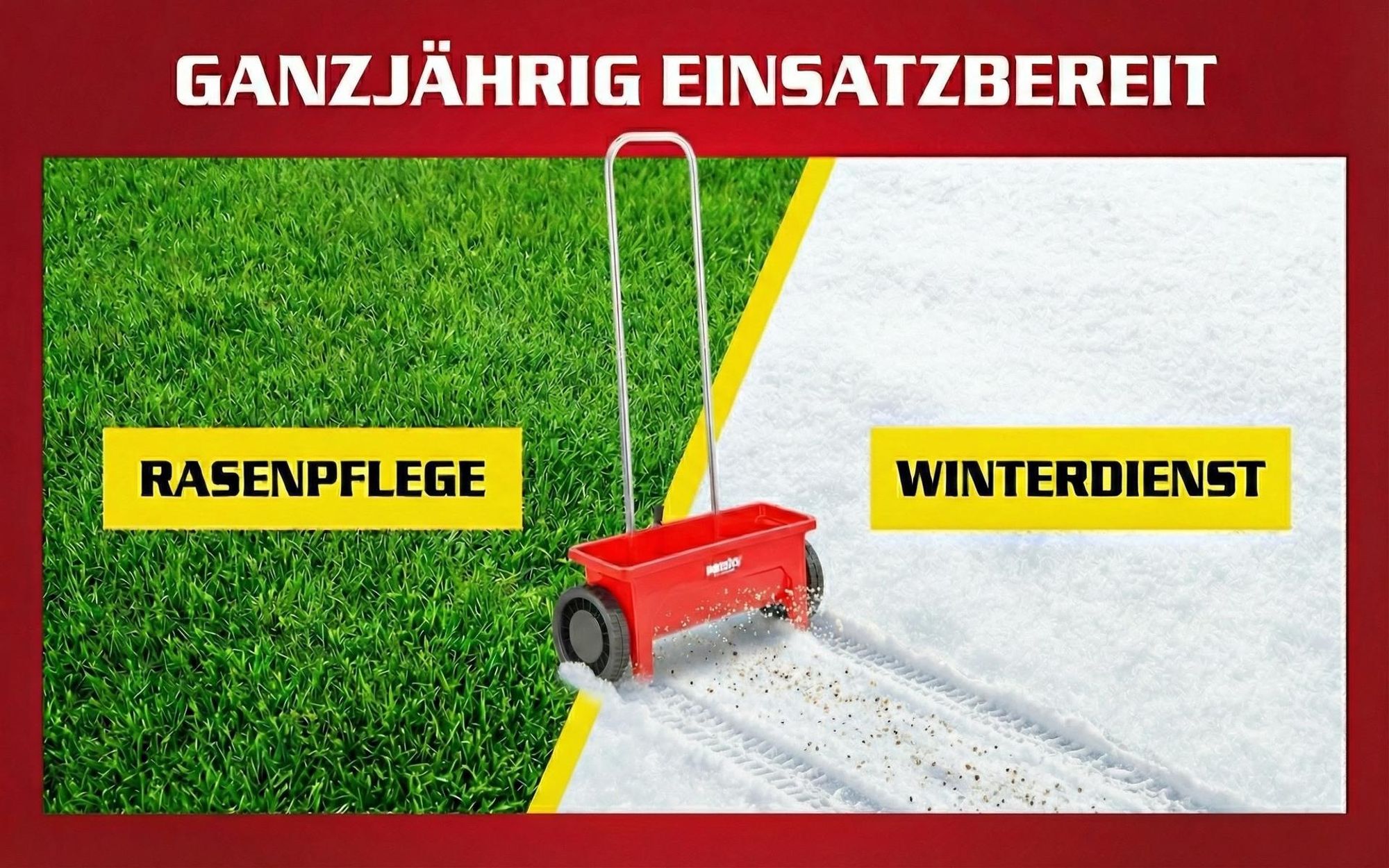 HECHT 212 Streuwagen | 12 Liter | 46 cm Arbeitsbreite | 10-Stufig | für Samen Dünger Kalk Streusalz