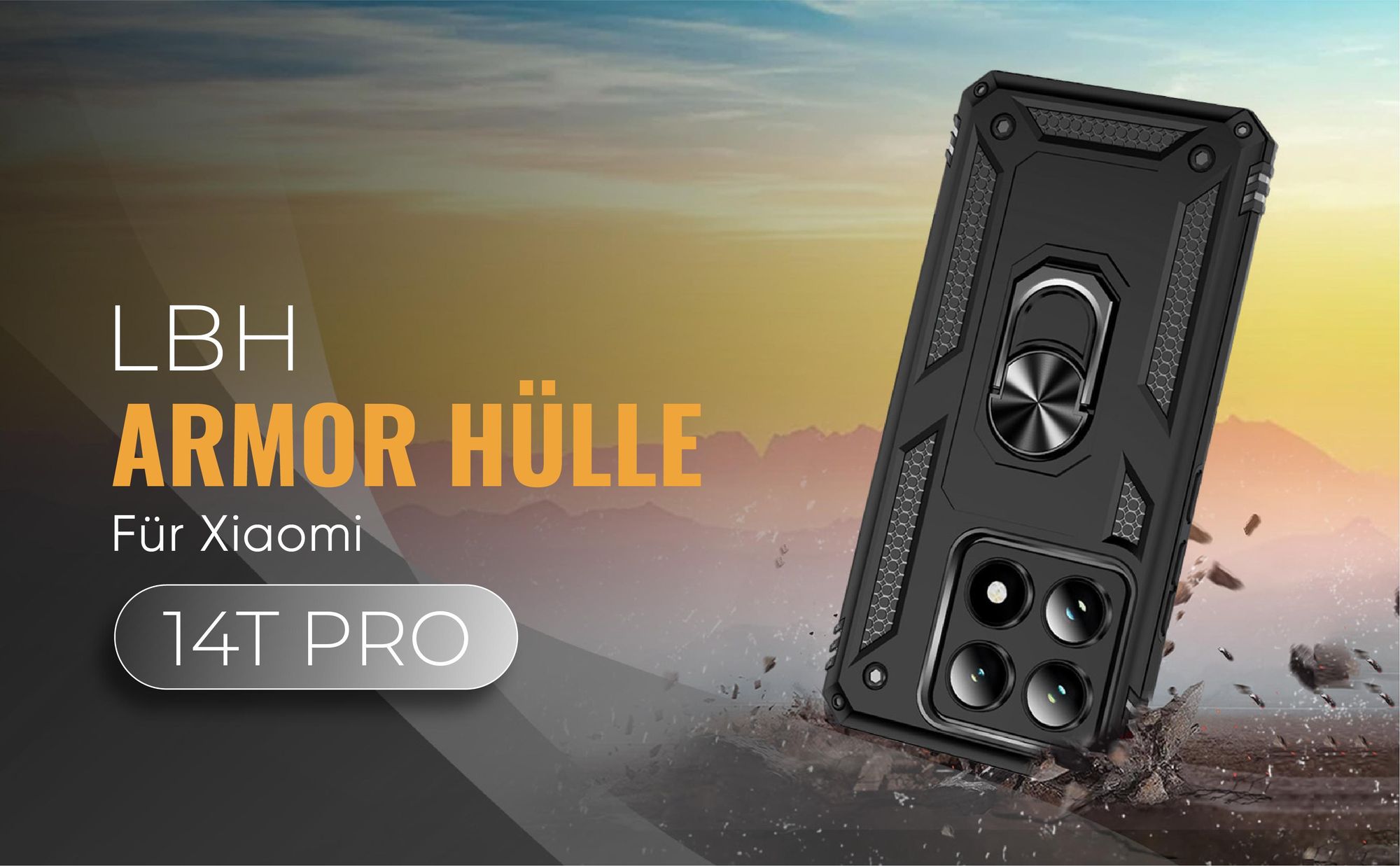 Schwarze Outdoorhülle für Xiaomi 14T Pro