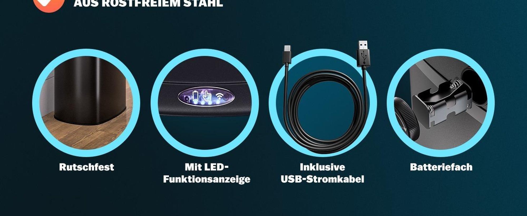 MONZANA Sensor Mülleimer Küche Schwarz