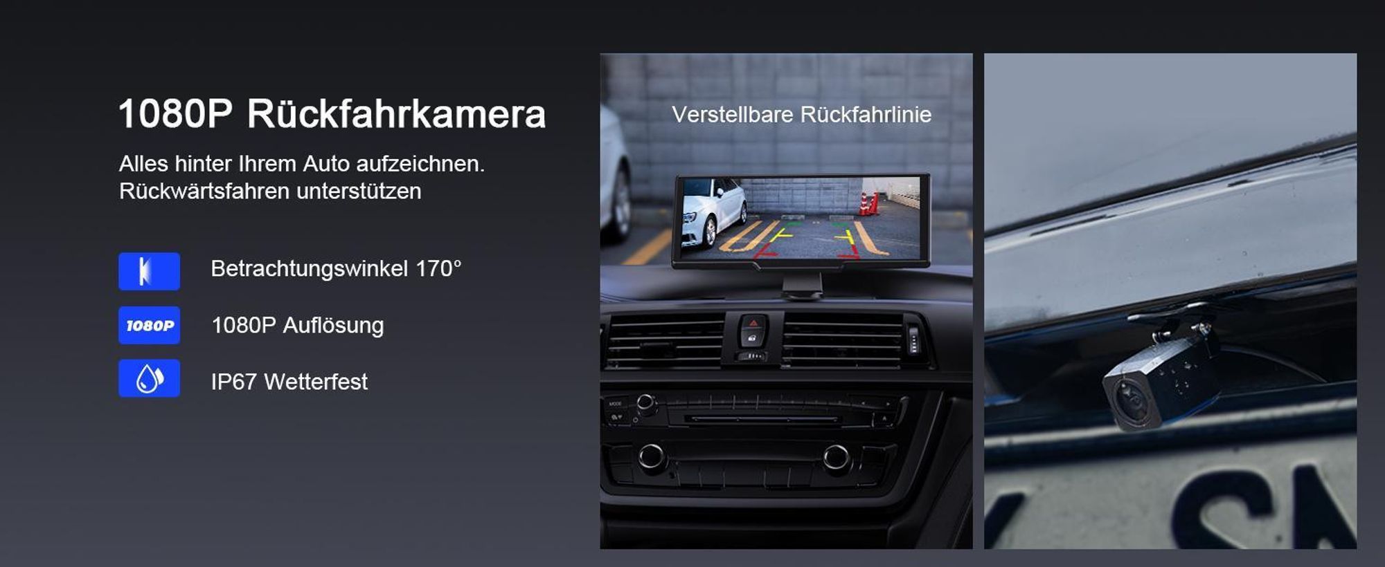 AVYLET 9,26 Zoll Universal Carplay Android Auto 4K Bluetooth mit SD-Karte Rückfahrkamera