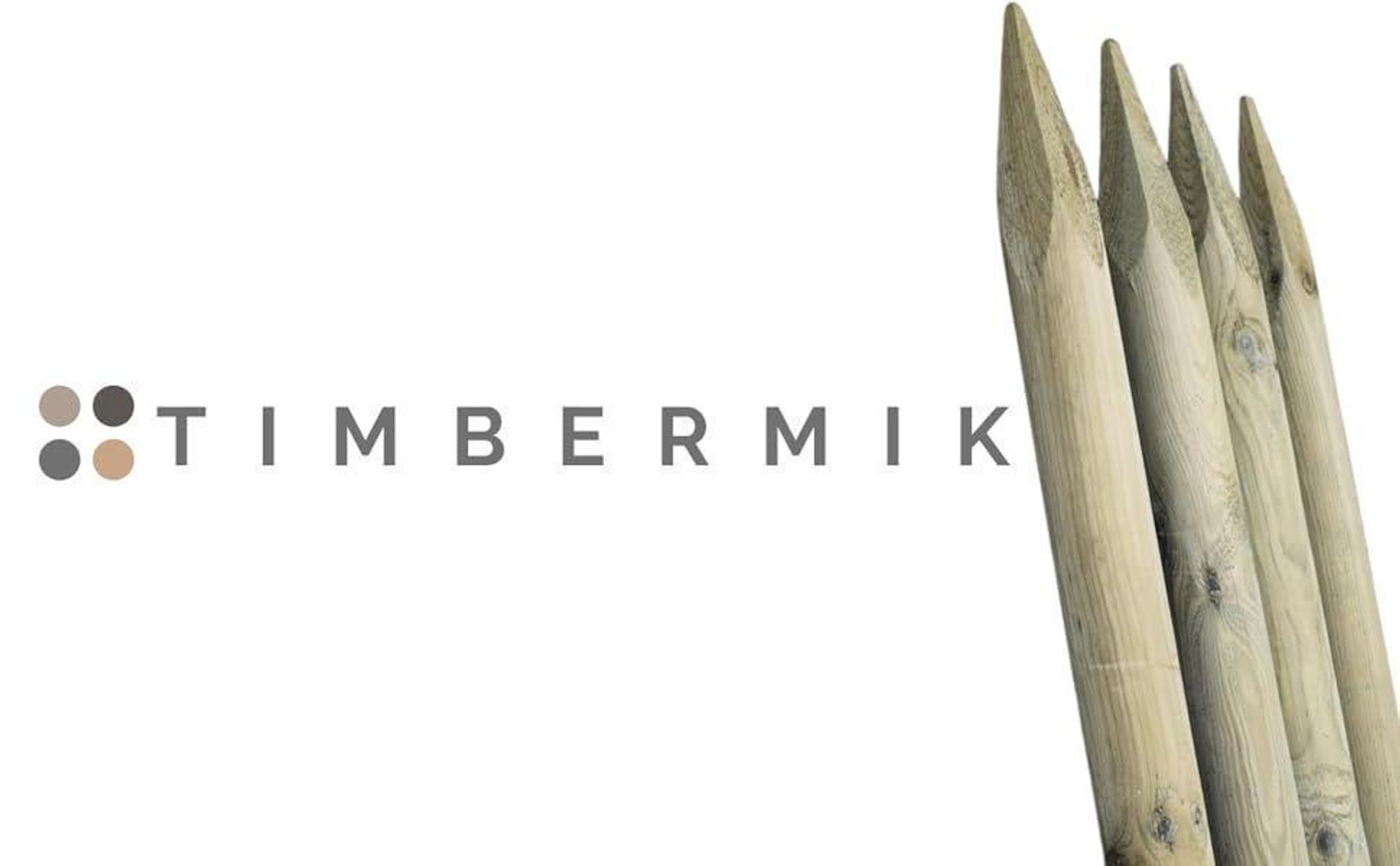 TIMBERMIK ⌀ 8cm 4-Pack Spitze Holzpalisaden Länge: 80 cm Imprägniert Olivgrün Holzpfähle Garten Palisade Holz Baumpfahl Zaunpfosten
