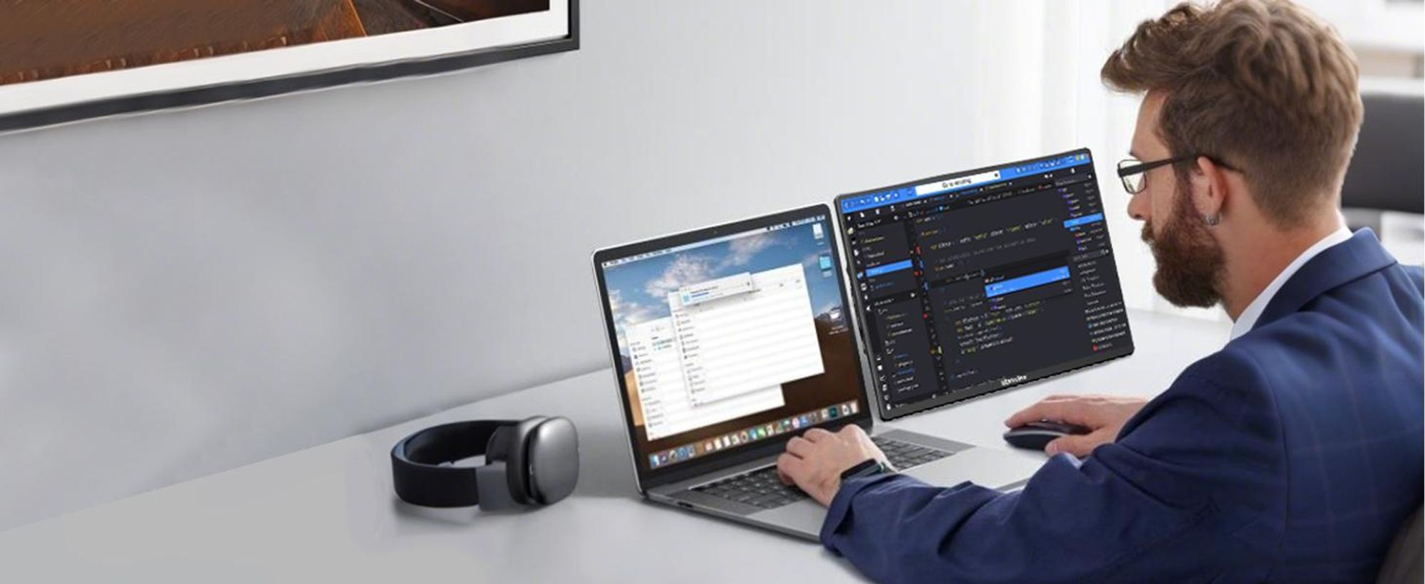 Blackview 16 Zoll FHD tragbarer Monitor 9, 650g ultraleicht, SÜD Augenschutz, 360° Drehständer, Plug & Play, Kompatibel mit Mac/Win/Android