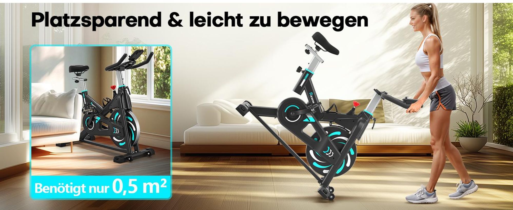 Magnetwiderstand Heimtrainer, Ultraleises Fahrrad mit LCD Display, Mehrstufig einstellbarer Widerstand, Belastbar bis 160 kg