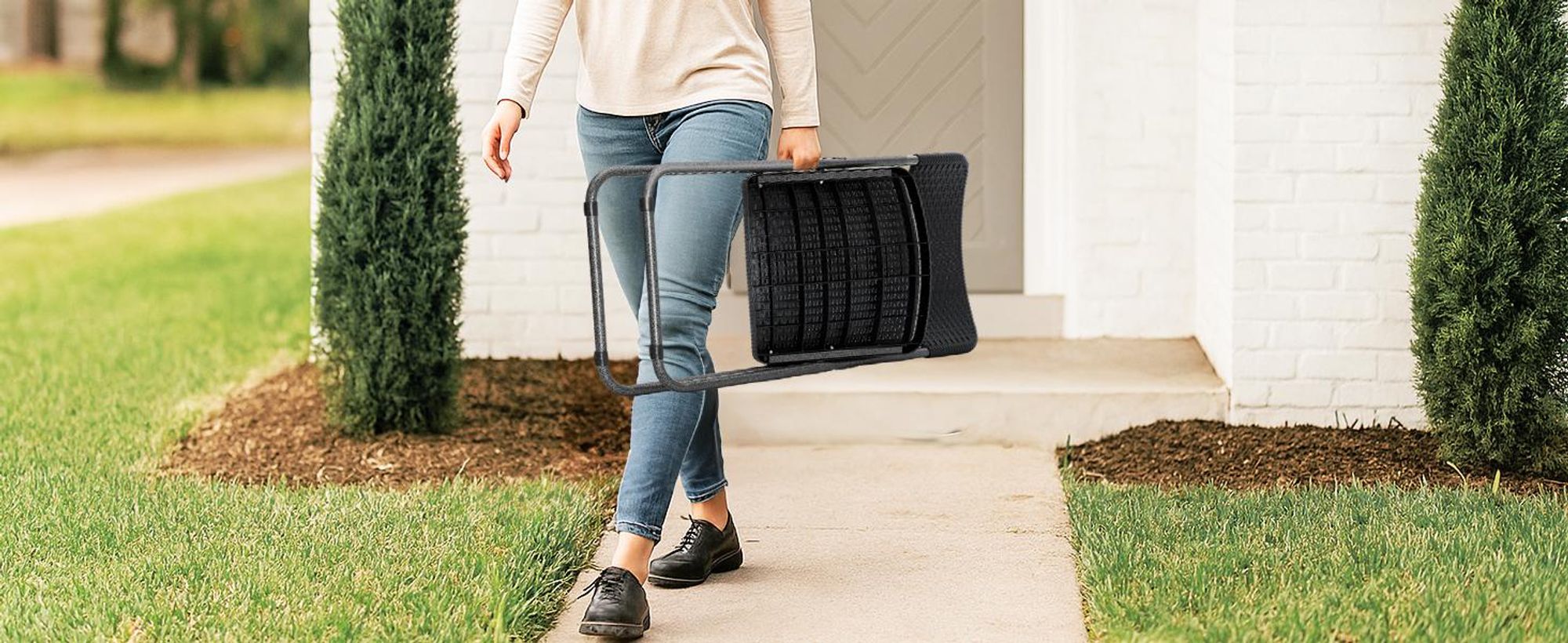 Klappstuhl Set 2 Stück Balkon Gartenstuhl Rattan-Optik Wasserdicht bis 200 KG