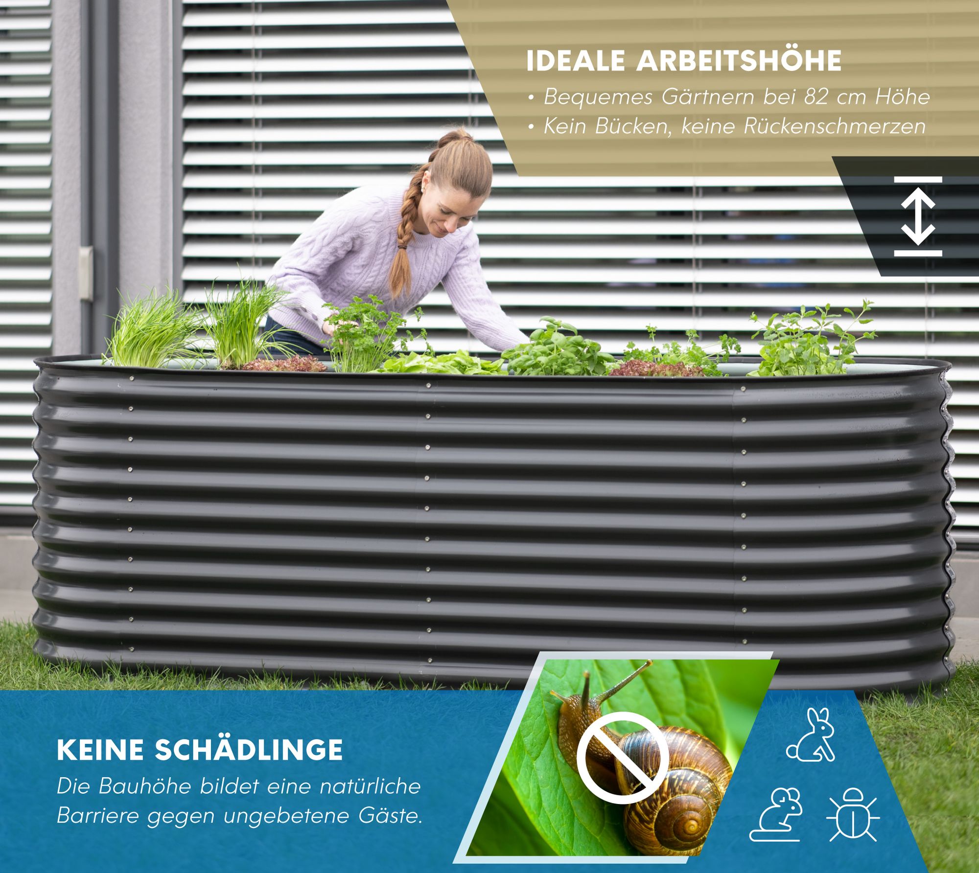 Westmann Grow Faster M Metall Hochbeet aus Wellblech Silber