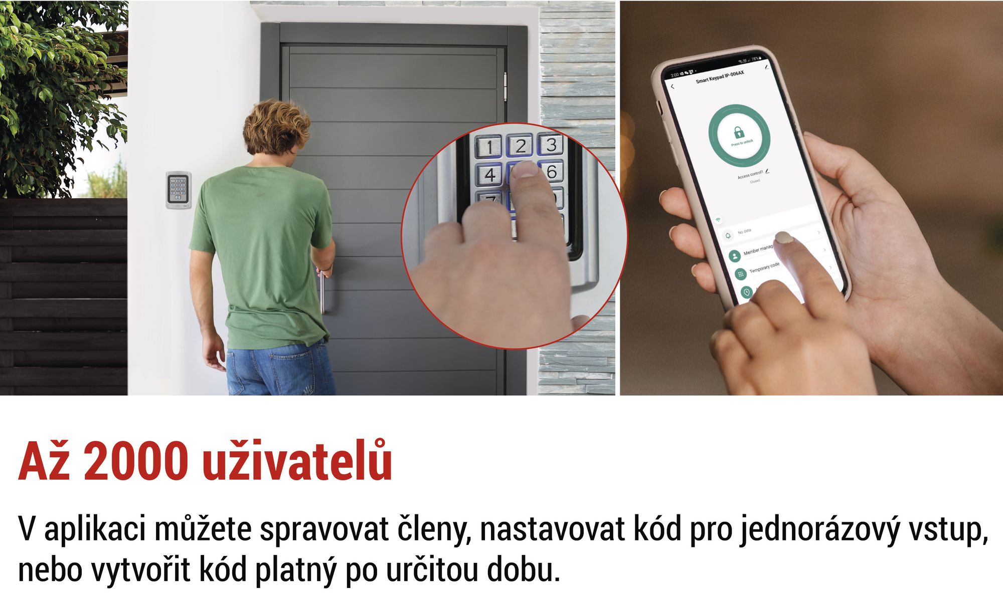 Přístupová klávesnice EMOS GoSmart s integrovanou čtečkou RFID a aplikací, inteligentní domácí kódový zámek pro dveře a brány, vodotěsný, H5023