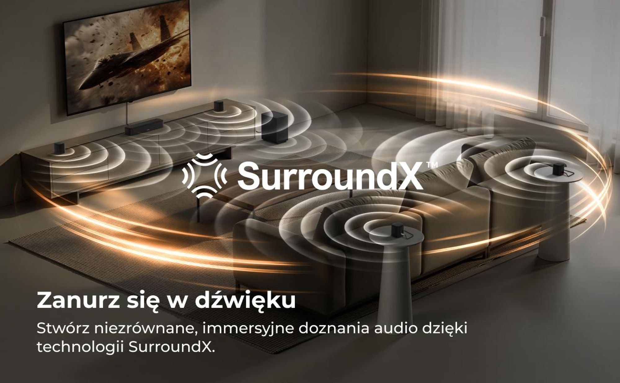 Soundbar ULTIMEA 7.1ch z subwooferem do telewizora, system dźwięku przestrzennego do kina domowego, 4 głośniki surround, HDMI ARC, sterowanie przez aplikację, Aura S4T