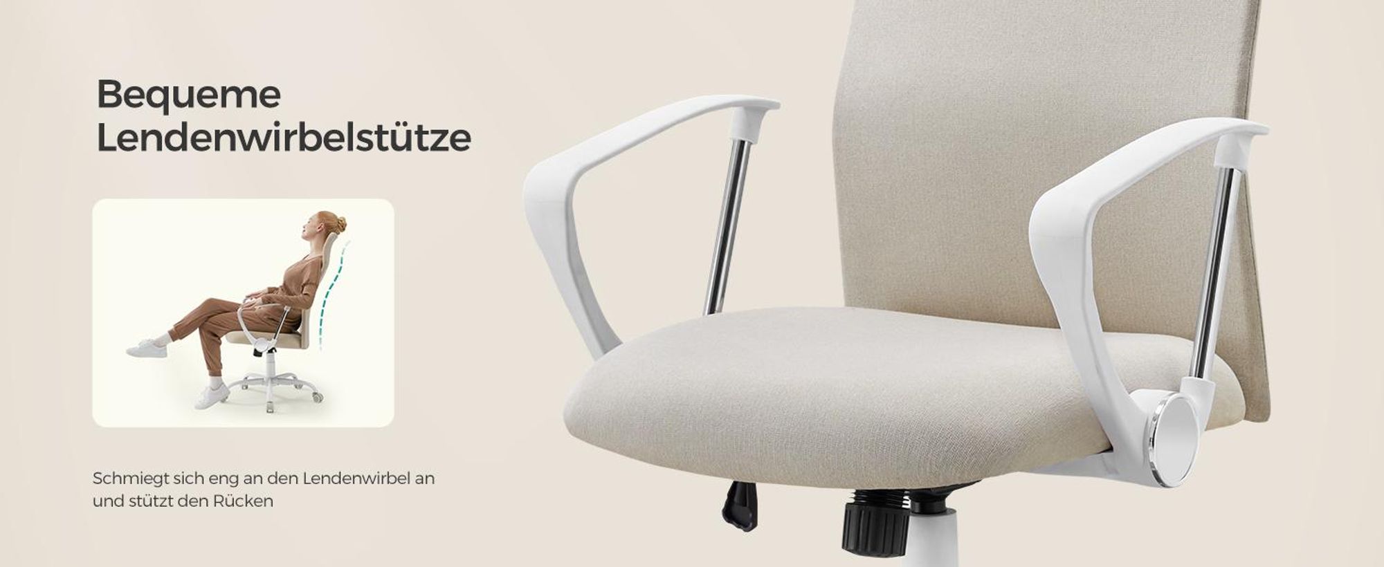 SONGMICS Chefsessel (2 St), Atmungsaktiver Netzbezug, Cappuccinobeige