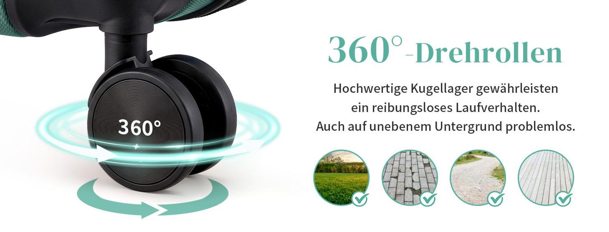 FCH 4tlg. ABS Hartschalen Kofferset 16/20/24/28 Zoll, Trolley mit 4 Rollen und Tragegriff, Eckschutz, Teleskopgriff, Türkis