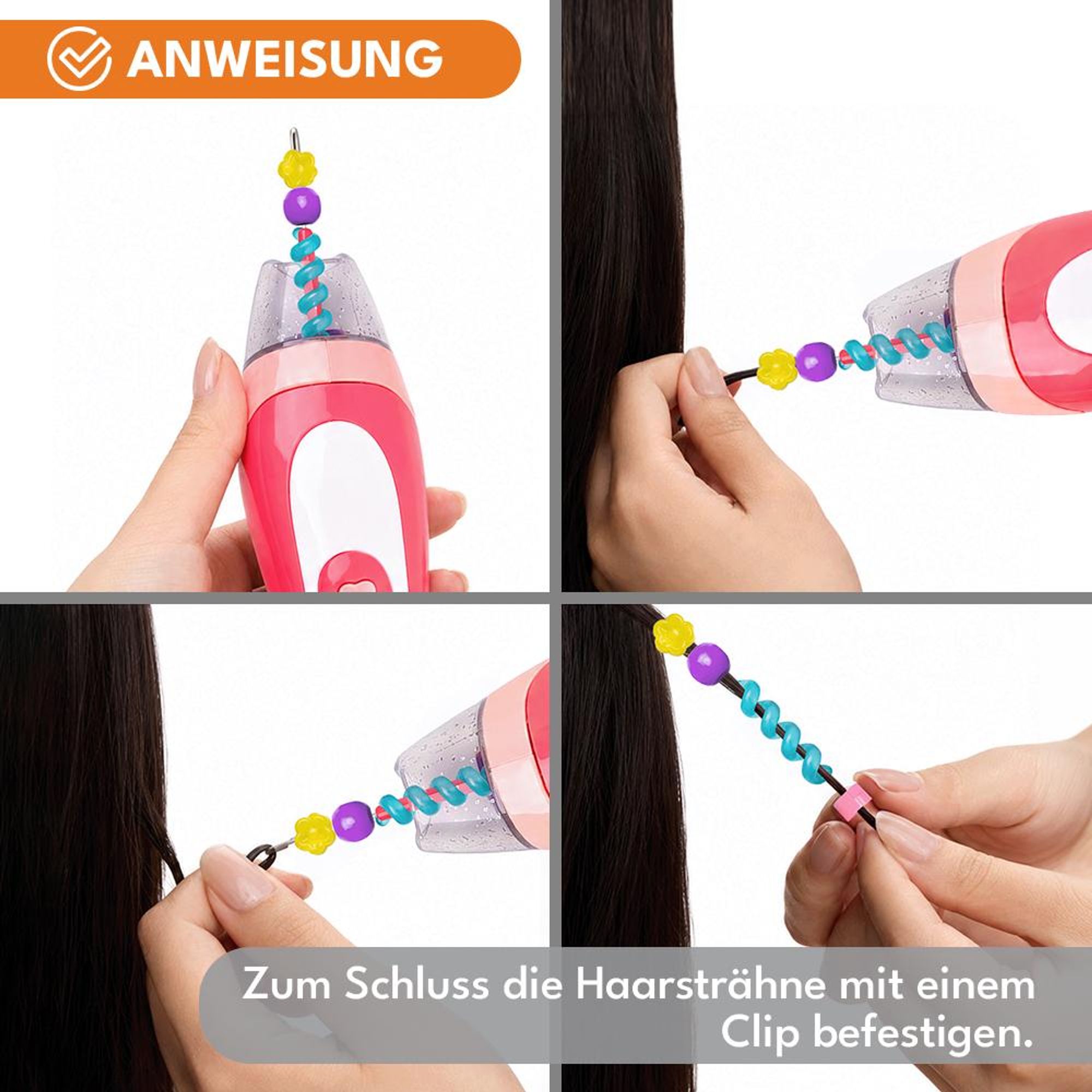 KRUMAD Haarschmuck Mädchen Set mit Haarflechtmaschine, DIY Haarperlen, Flechthilfe, Kreatives Geschenk für Mädchen 5-10 Jahre