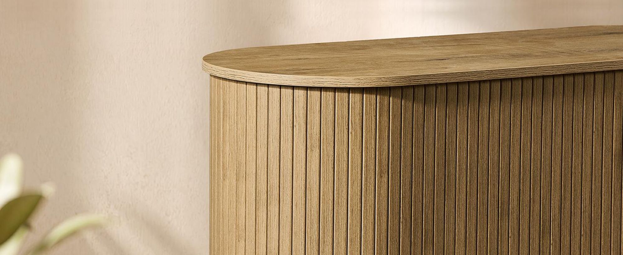 Sideboard mit Schiebetüren, Mid-Century Modern Aufbewahrungsschrank, 140 x 40 x 75 cm, Tan