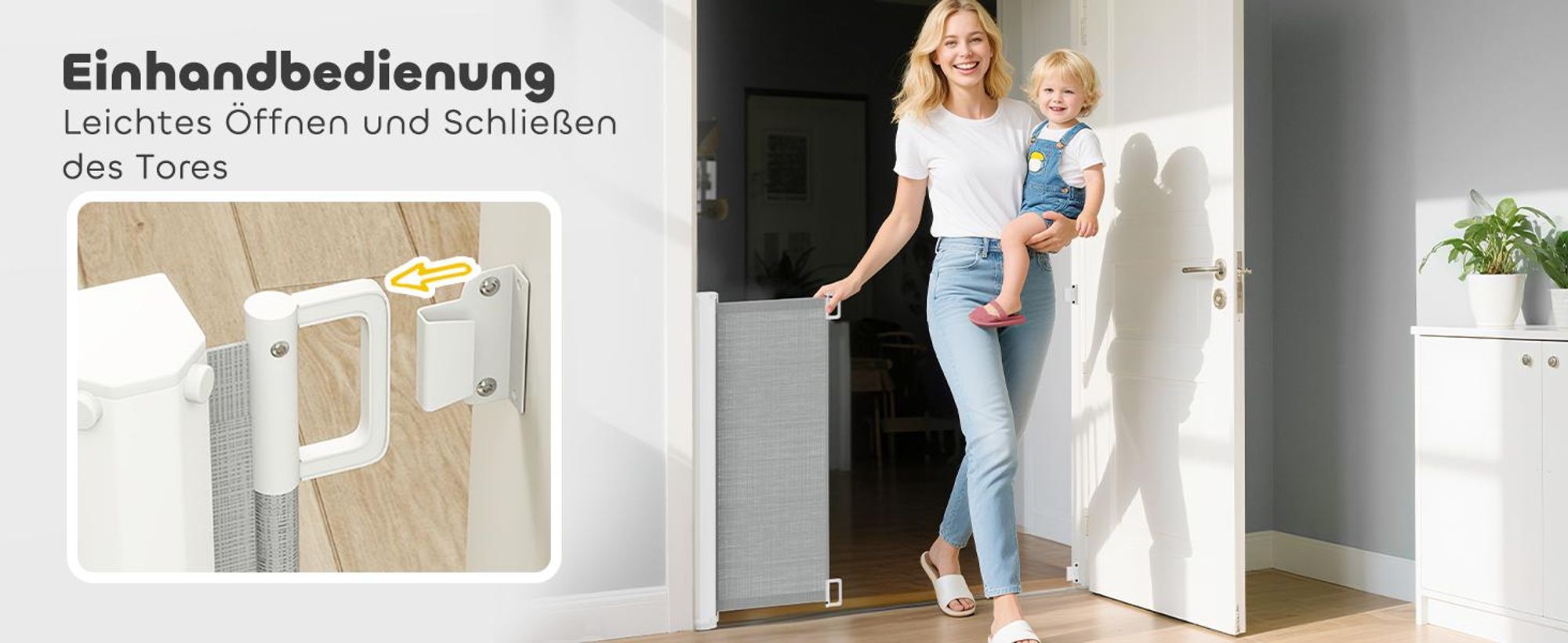 Treppenschutzgitter 115 cm Hunde Türschutzgitter Sicherheitstrennwand Grau