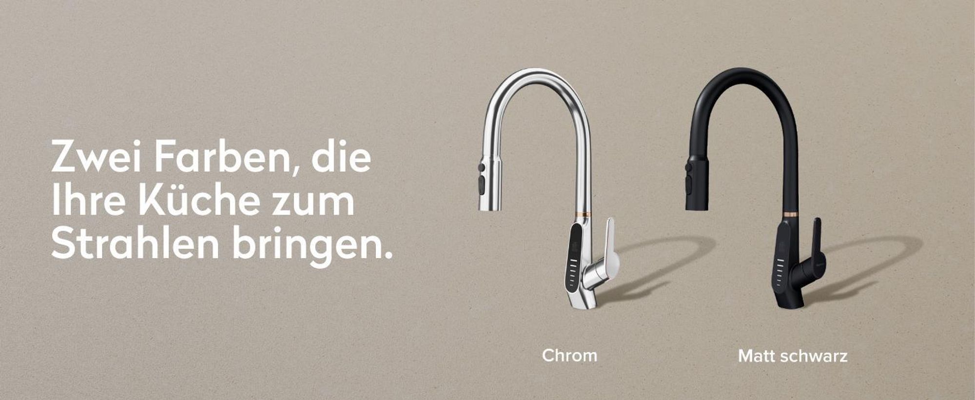 doporro Wasserhahn Küche Hochdruck mit Digitalanzeige, Ausziehbare Vollmessing-Körper Spültischarmatur, Einhebel-Mischbatterie Küche Schwarz MS-8085