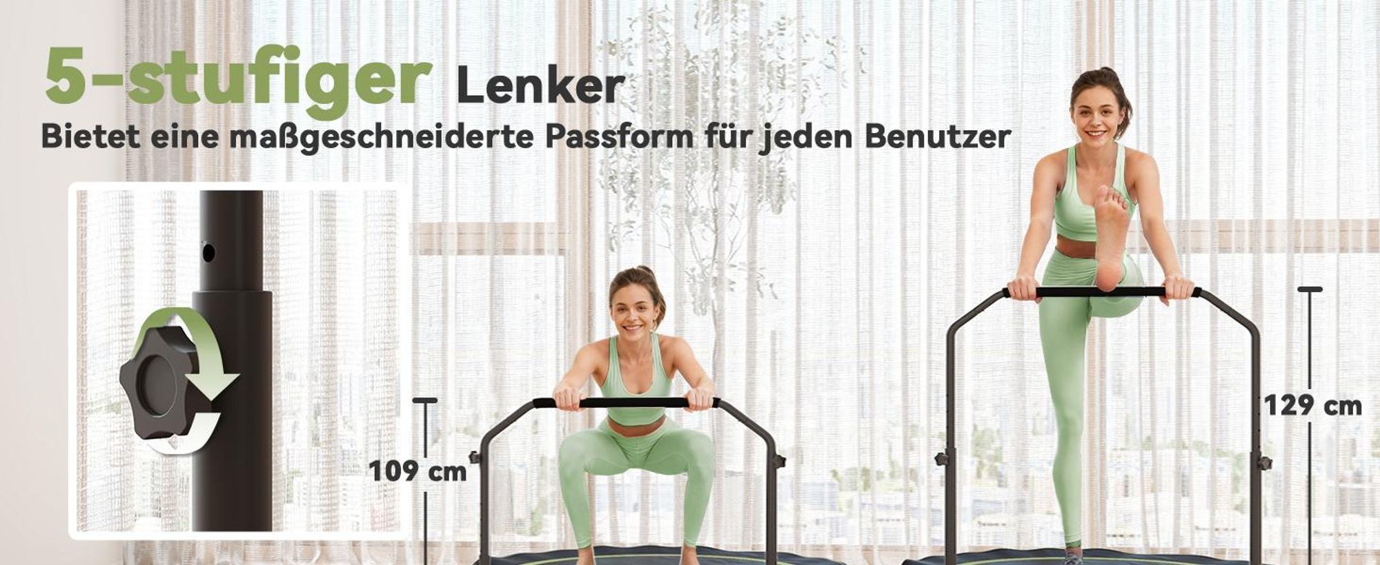 SPORTNOW Fitness Trampolin klappbar Ø122cm Mini Trampoline mit 5 Handgriffstufen
