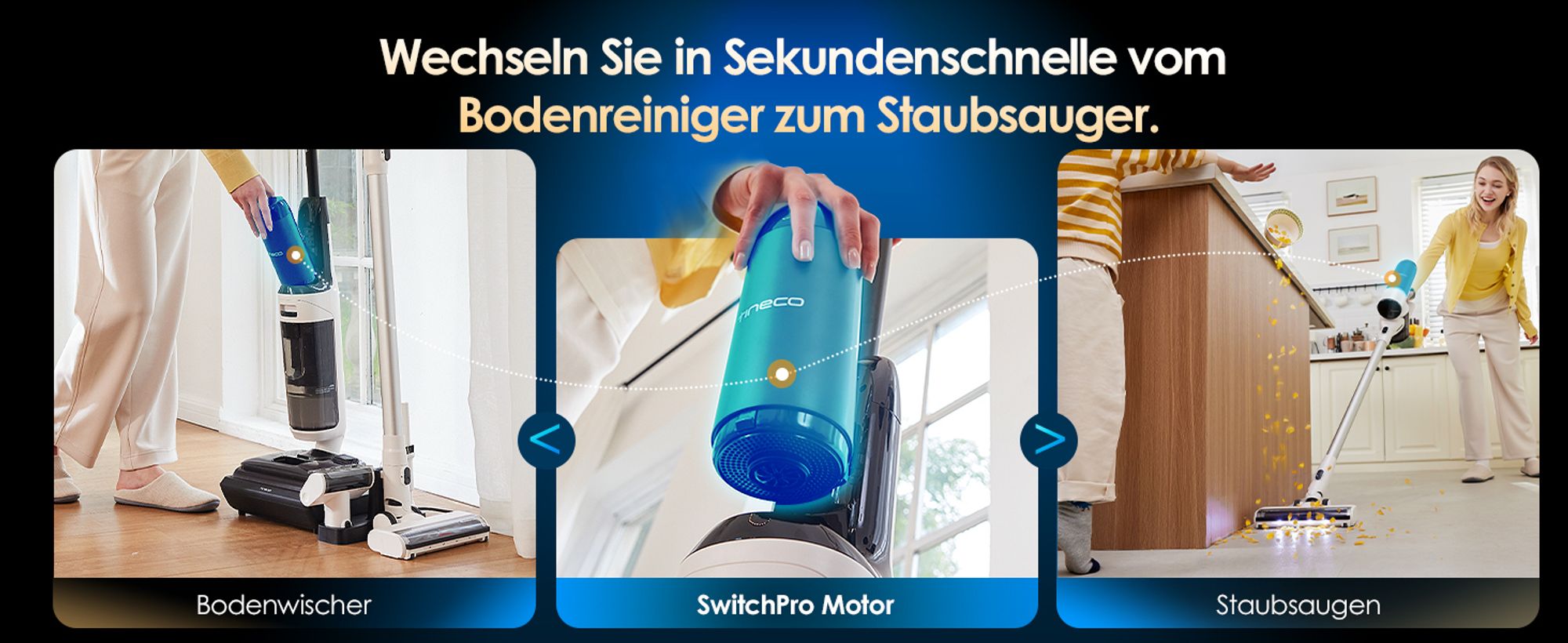 Tineco Floor ONE Switch S6 Stretch Nass Trockensauger 180° Lay-Flat 85°C Flashdry 5-in-1 Selbstreinigung Handstaubsauger, Anti-Tangle, Kantenreinigen