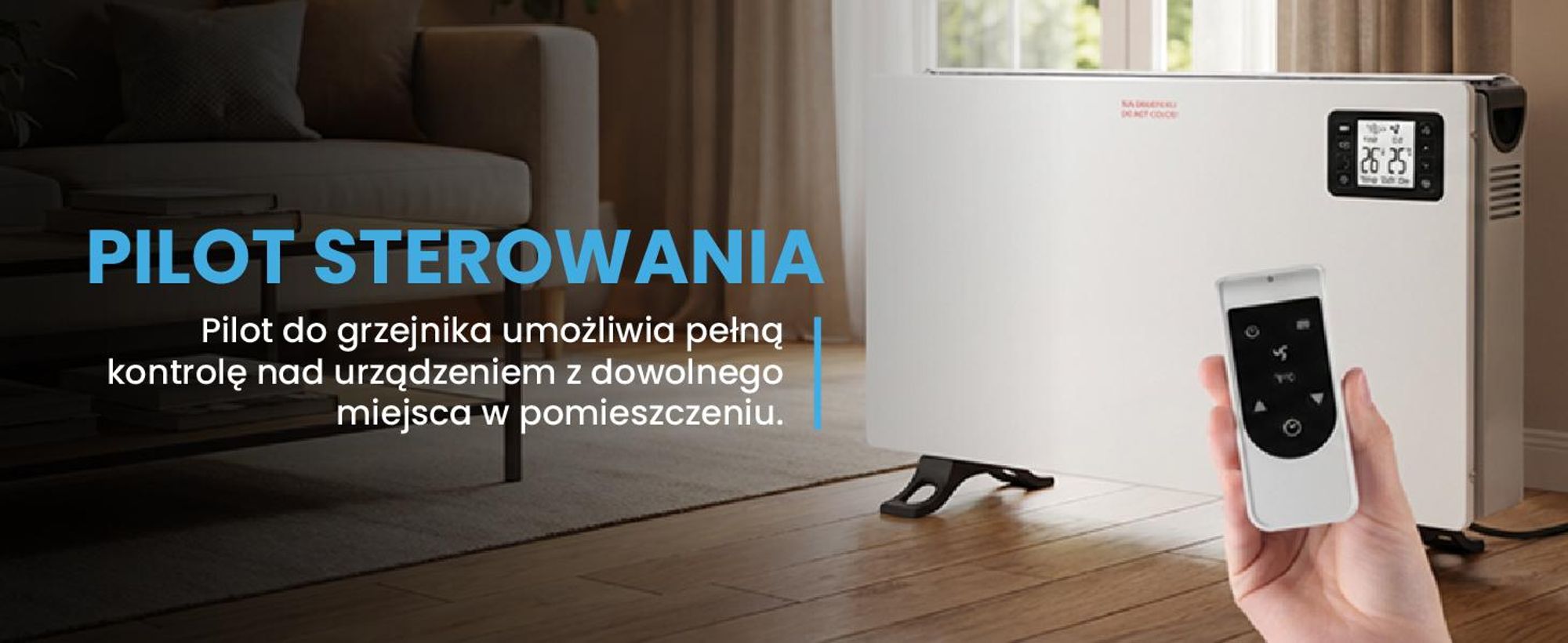 Grzejnik konwektorowy zdalnie sterowany z 3 mocami grzania