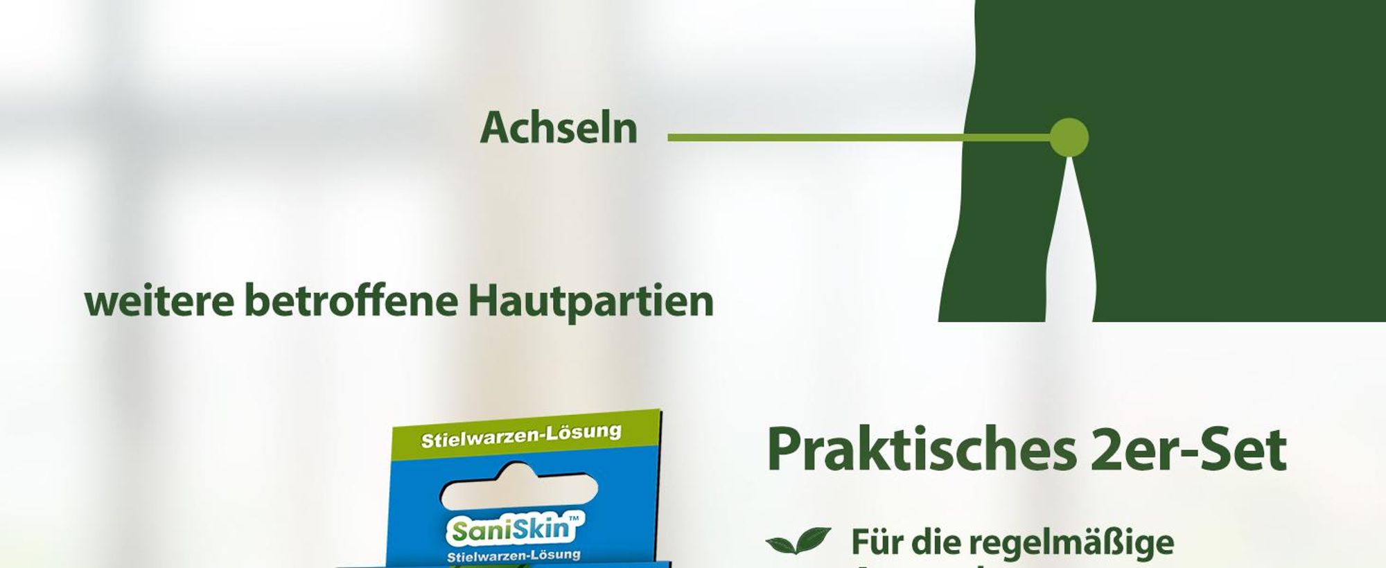 SaniSkin Stielwarzen-Lösung Set 2-tlg. Stielwarzenentferner mit Salicylsäure, Einfach & schmerzfrei Stielwarzen selbst entfernen, Für alle Hauttypen