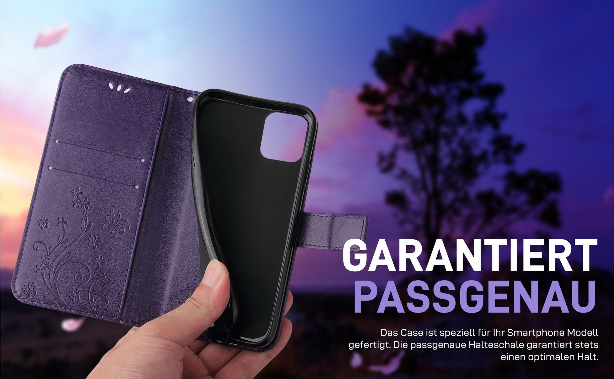 Violette Klapphülle für Samsung Galaxy A22 5G mit präziser Passform und sicherem Halt