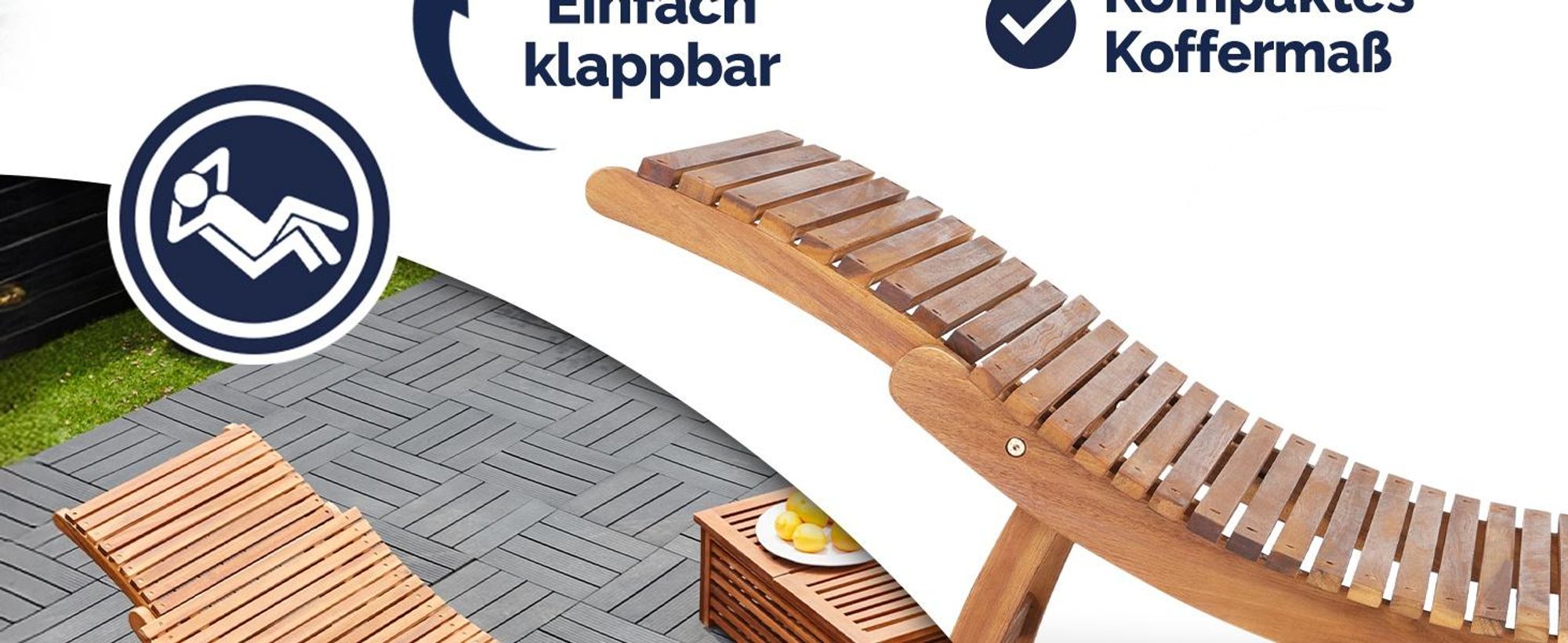 CASARIA® Sonnenliege Klappbar mit Kofferfunktion FSC®-Zertifiziert