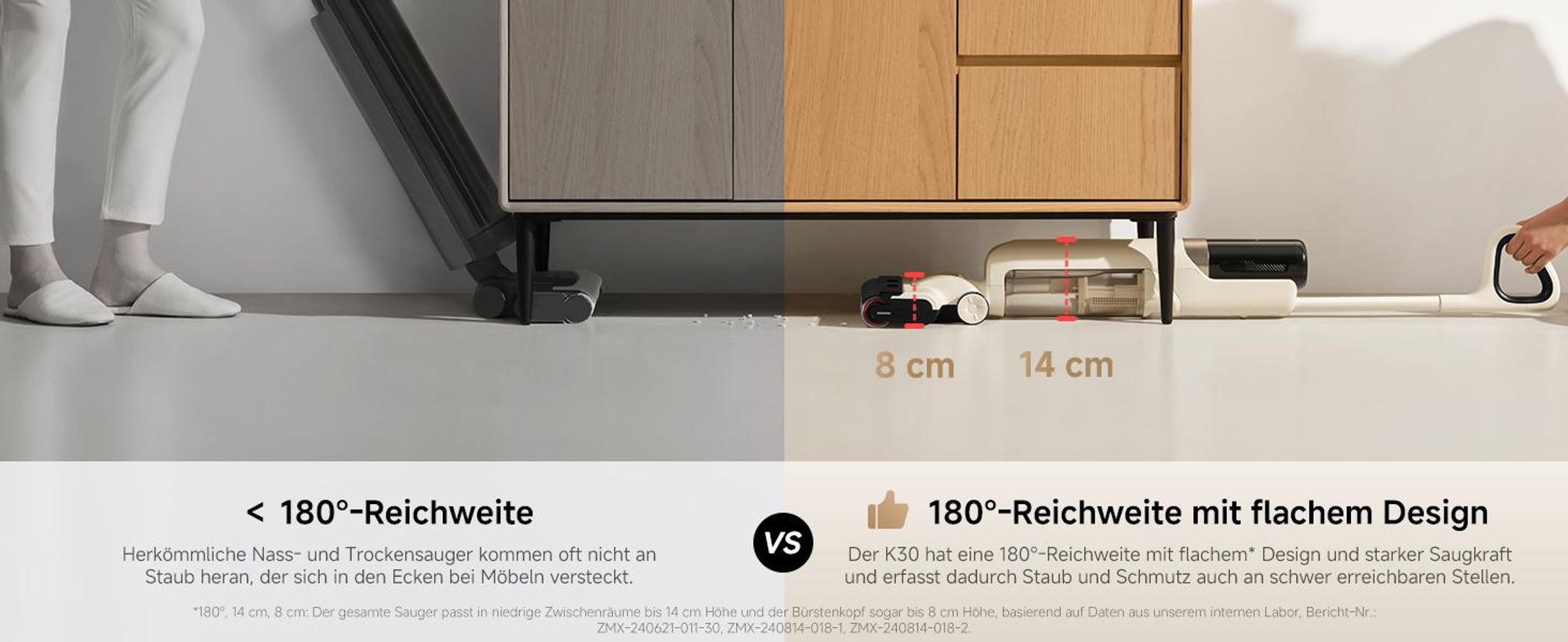 MOVA K30 Nass- & Trockensauger, 18.000 Pa, 180° Reichweite, flaches Design, Doppel-Kantenreinigung, Heißluft-Trocknung, Selbstreinigung