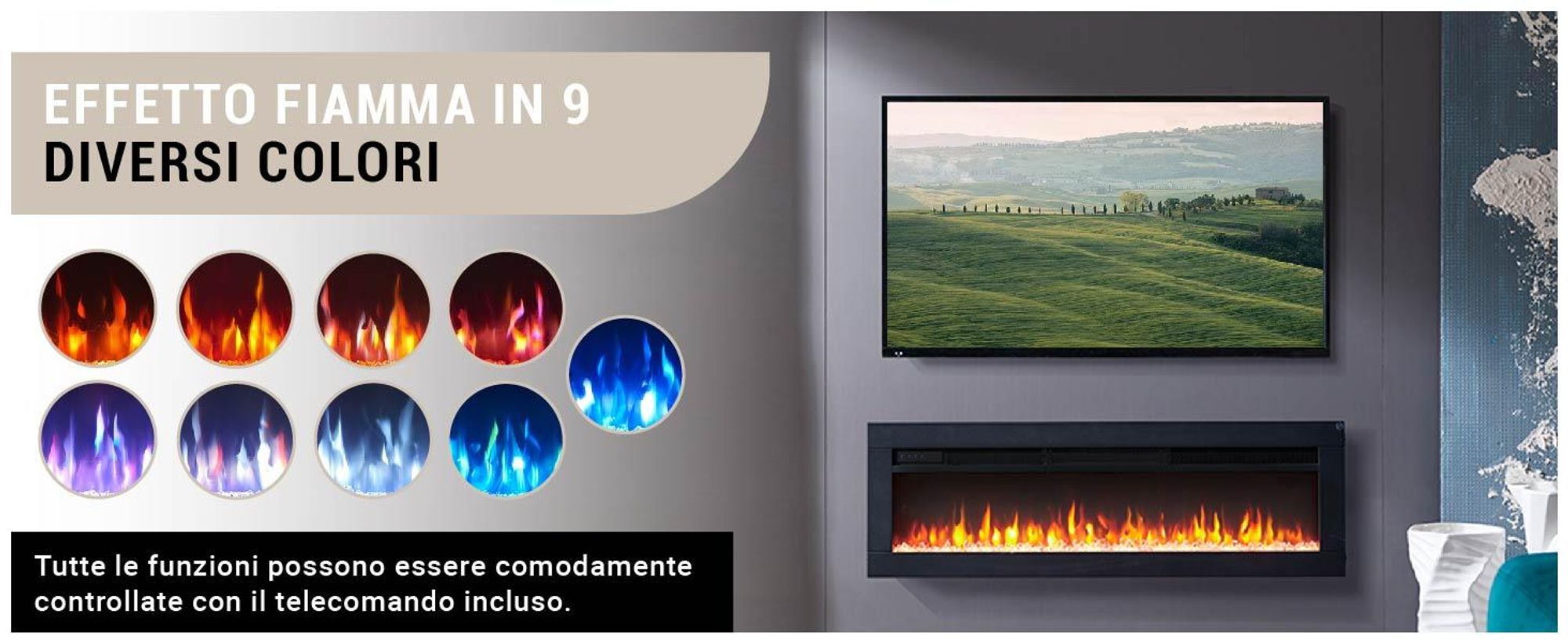 BALDERIA Agnes 40 - Camino da appoggio, da parete o da incasso - Nero