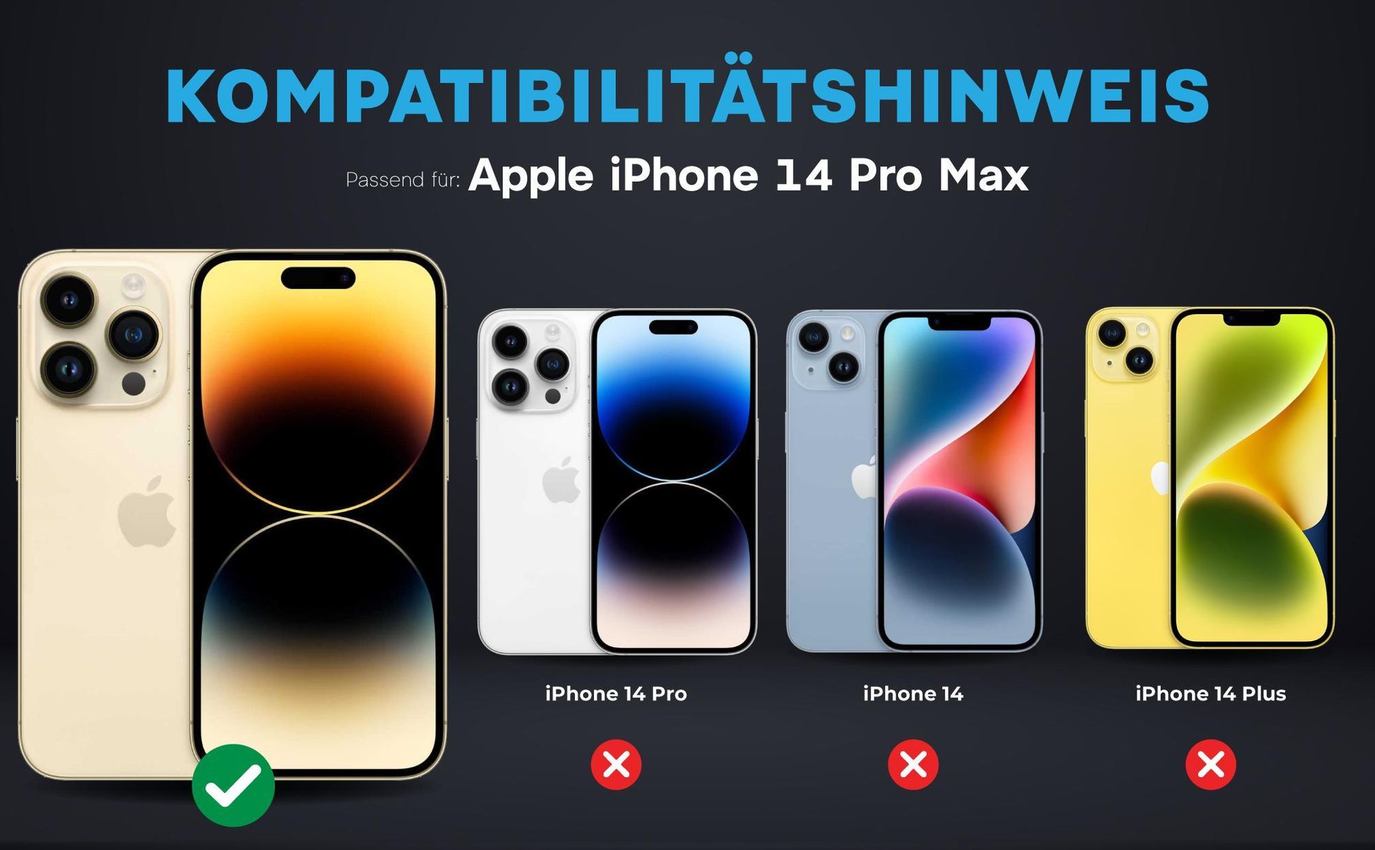 Kompatibilitätshinweise Kameraglas für Apple iPhone 14 Pro Max