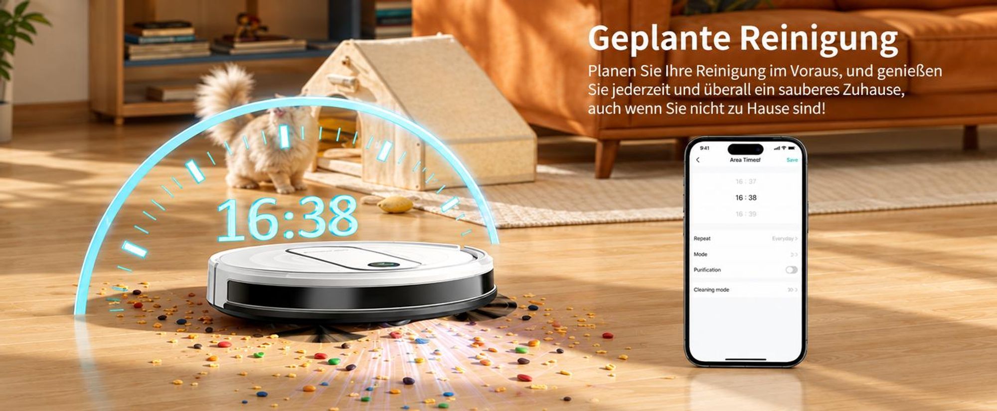 Laresar P10 Saugroboter 8000 Pa, 3-in-1 Reinigung, Teppich-Booster, Bis zu 120 Minuten, HEPA-Filter, 3 Modi, Fernbedienung, App- und Sprachsteuerung