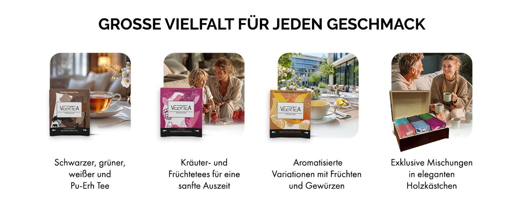 Veertea, Tee Geschenkset, Set von 200 Teebeuteln Viele Sorten, D Elegant Gold