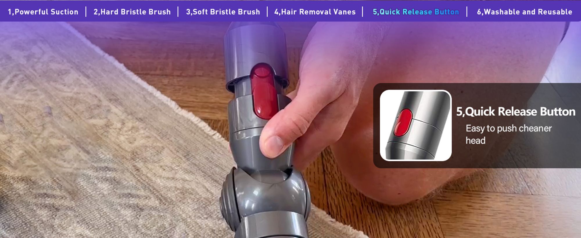 Ersatz-Staubsaugeraufsatz mit hohem Drehmoment für Dyson V11 V15 V10 V8 V7, Upgrade-Staubsaugerkopf für Dyson Staubsaugerteile und Zubehör