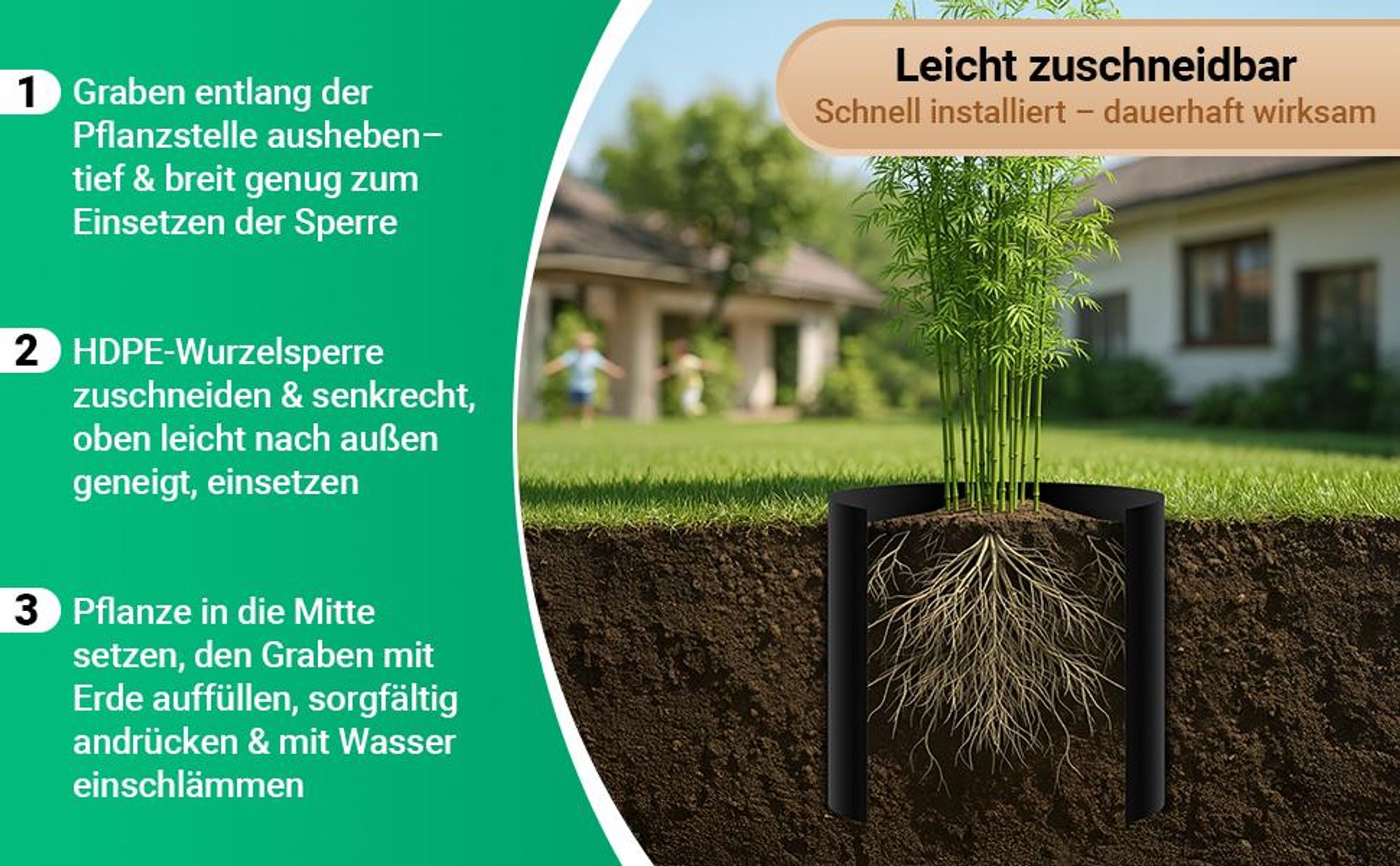 Rhizomsperre Wurzelsperre 10 m x 100 cm Stärke 2 mm & Verschlussschiene*