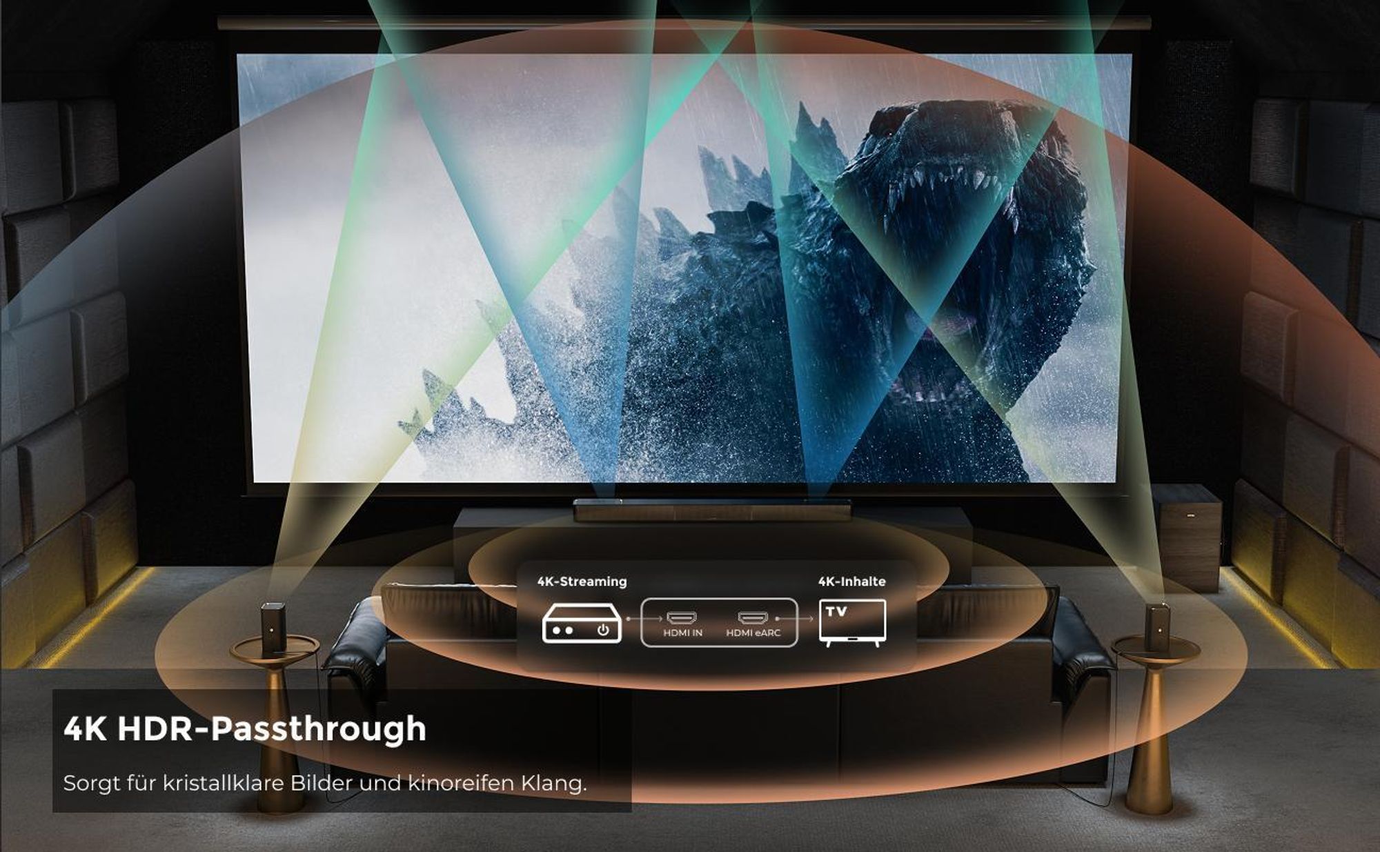 ULTIMEA Skywave Series 7.1.4-Kanal Professionelles Kabelloses Surround-Sound-System für TV mit Dolby Atmos, 980 W Soundbar mit 10"-Wireless-Subwoofer