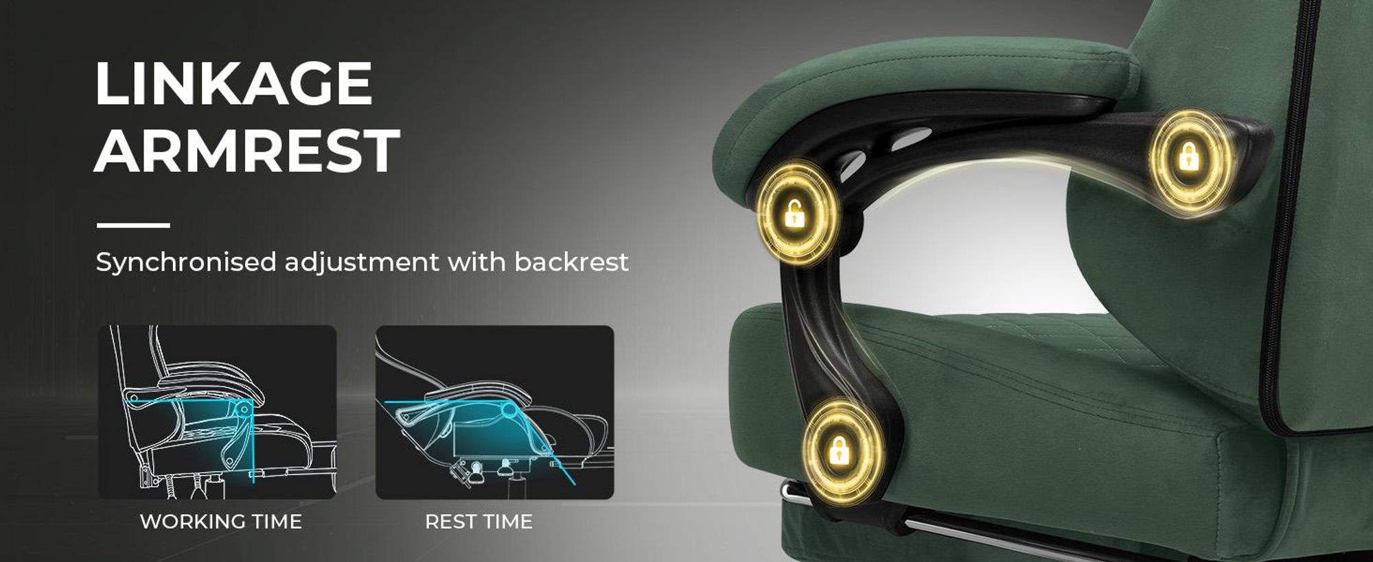 GTPLAYER Sedia da gioco in tessuto Sedia da gioco ergonomica per ufficio Sedia per PC, Sedia da scrivania regolabile e girevole con poggiapiedi, verde
