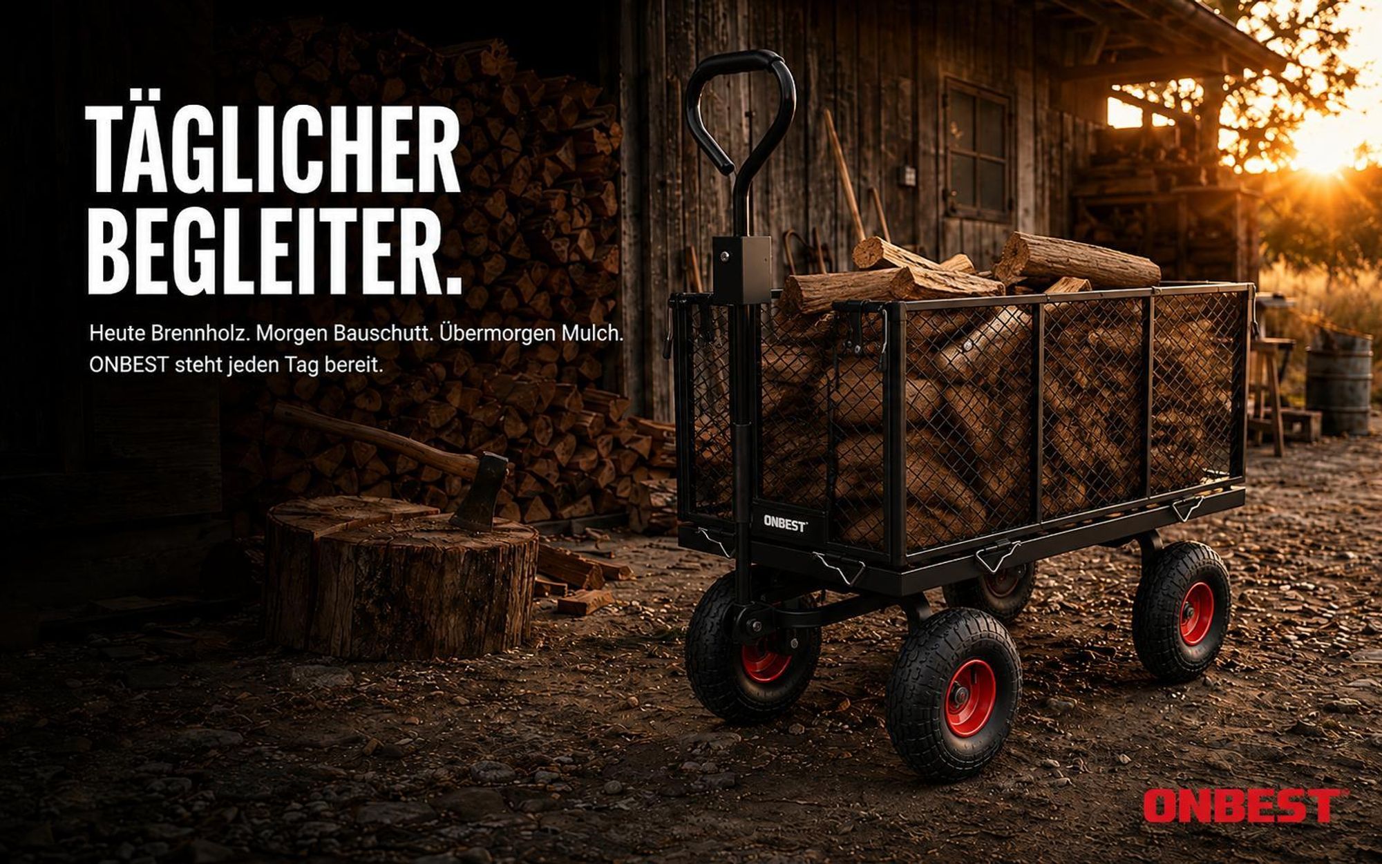 ONBEST Gitter Transportwagen | bis 550 kg | belastbar | 205L | klappbar | Wasserabweisende Innentasche