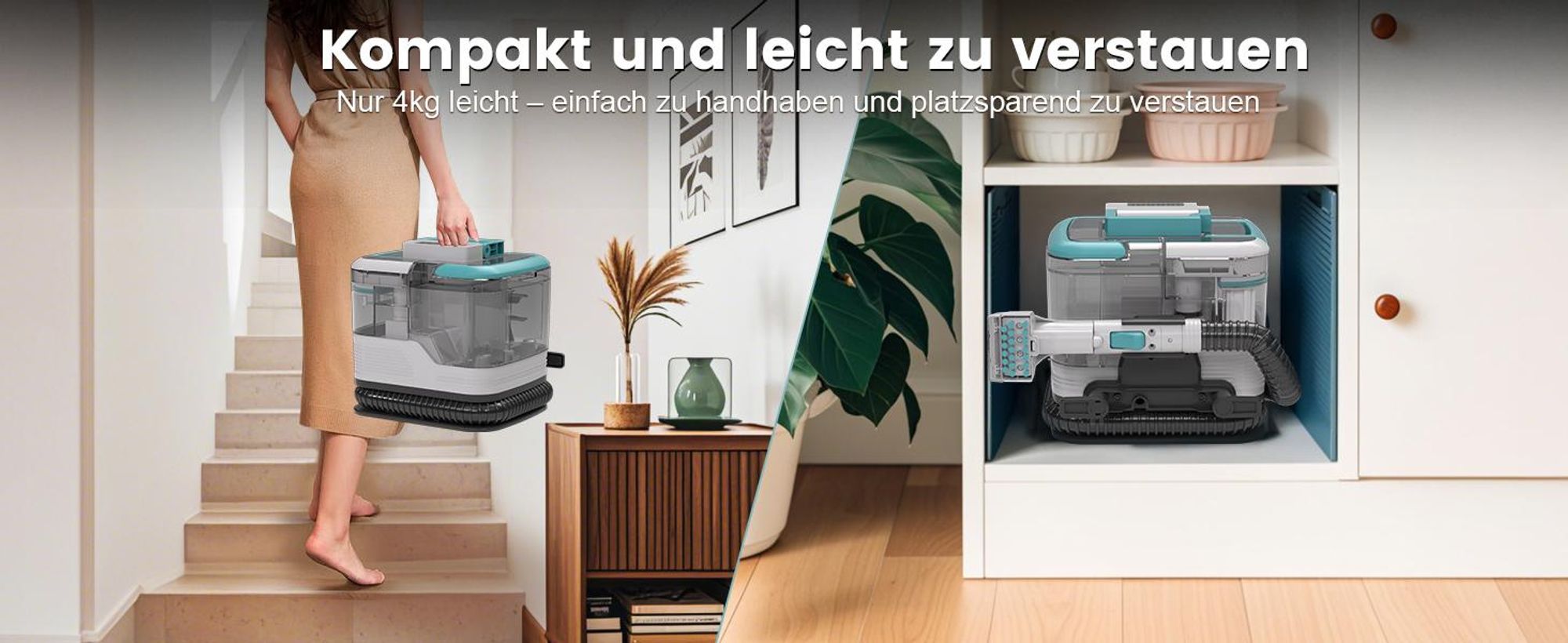 4-in-1 Waschsauger mit Power-Dampf für hygienische Reinigung: 12000Pa Saugkraft, Doppeltank & Touchscreen. Ideal für Auto, Sofa & Haustiere