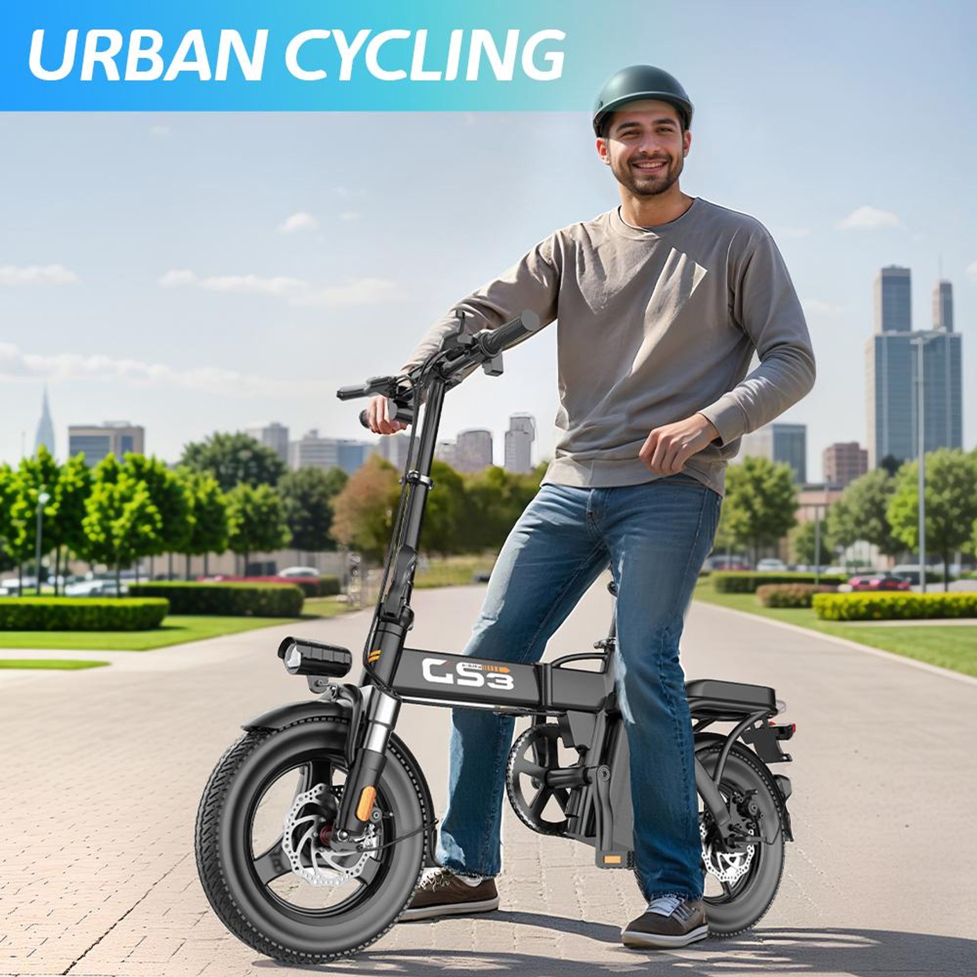 GS3 faltbares Elektrofahrrad für Erwachsene, 250W, 25 km/h, 48V 15Ah, abnehmbarer Akku, All-Terrain-Fettreifen, max. 120 kg Zuladung