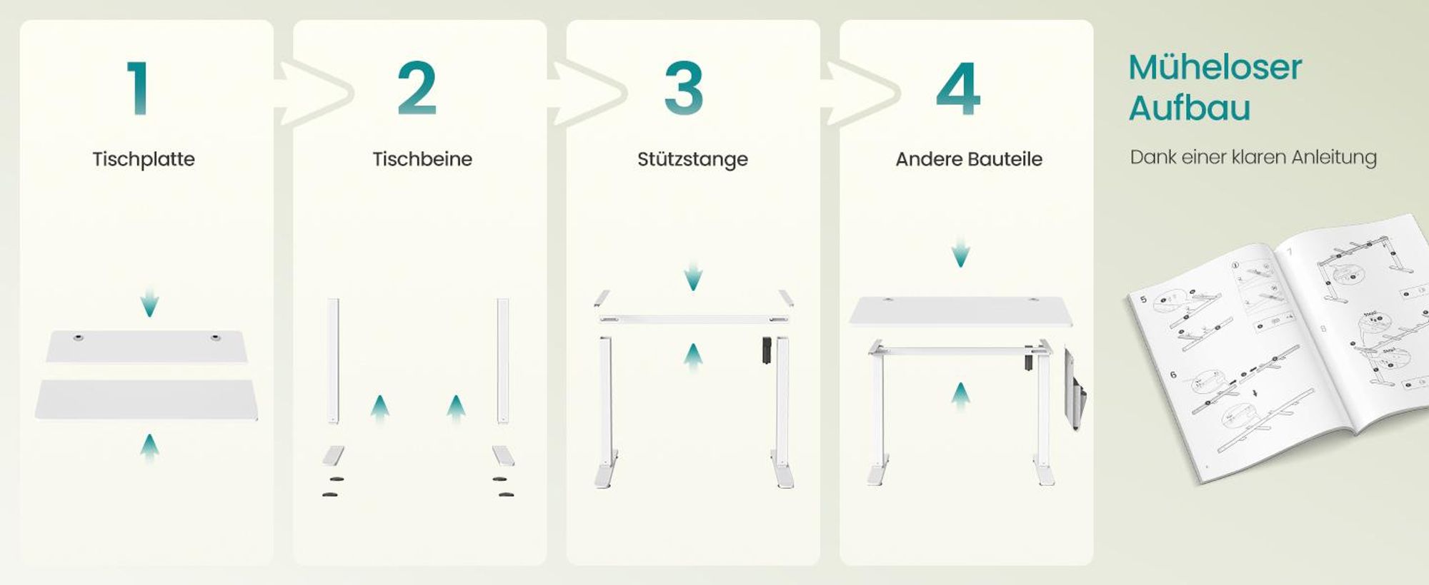 SONGMICS Höhenverstellbarer Schreibtisch elektrisch, 100 cm, Memory-Funktion mit 4 Höhen, USB-C-Anschluss