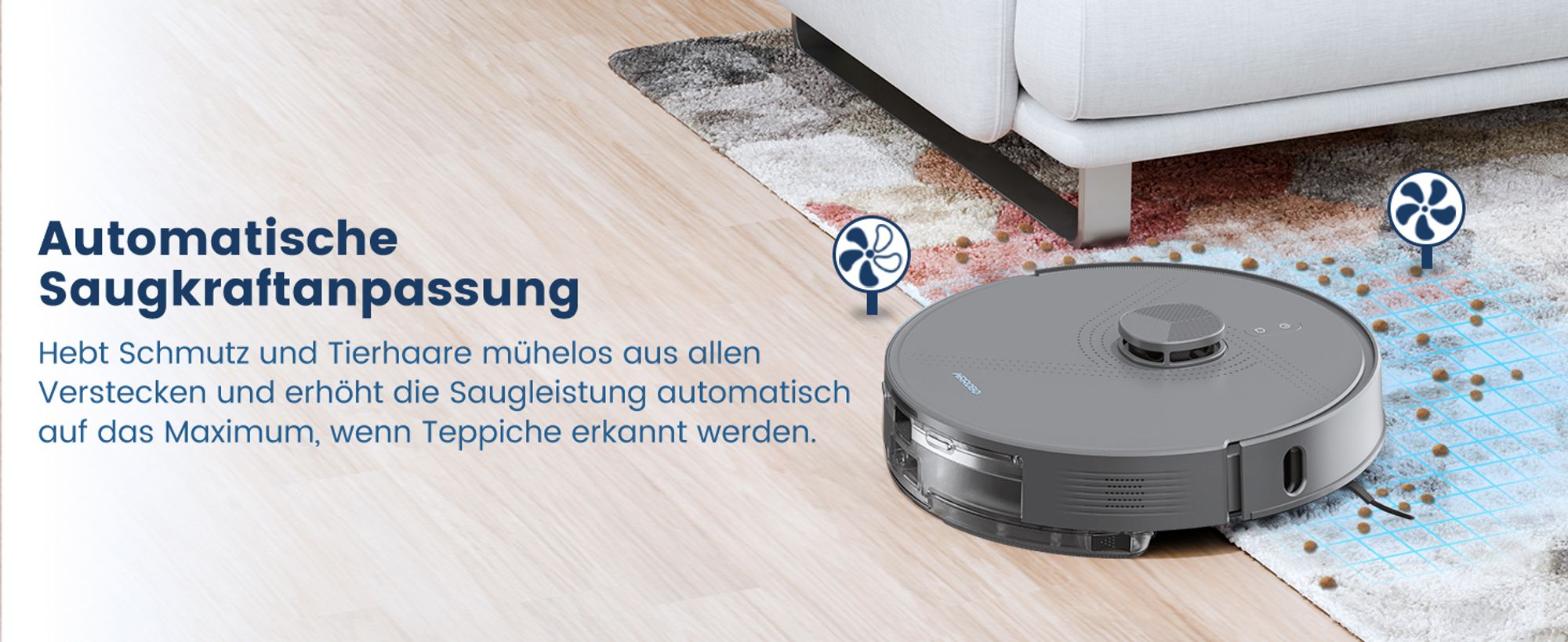 Saugroboter AIRROBO L50+ mit Saug- und Wischfunktion, 10000Pa Leistungsstarke Saugkraft, 240 Minuten Akkulaufzeit