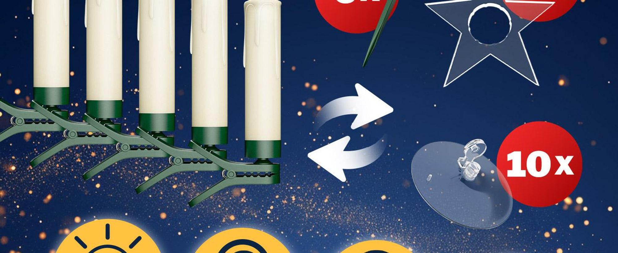 MONZANA® Christbaumkerzen LED Kabellos 30er Set Batterie Timer Fernbedienung Echtwachs Optik Lichterkette Weihnachten Flackernd Warmweiß Tannenbaum