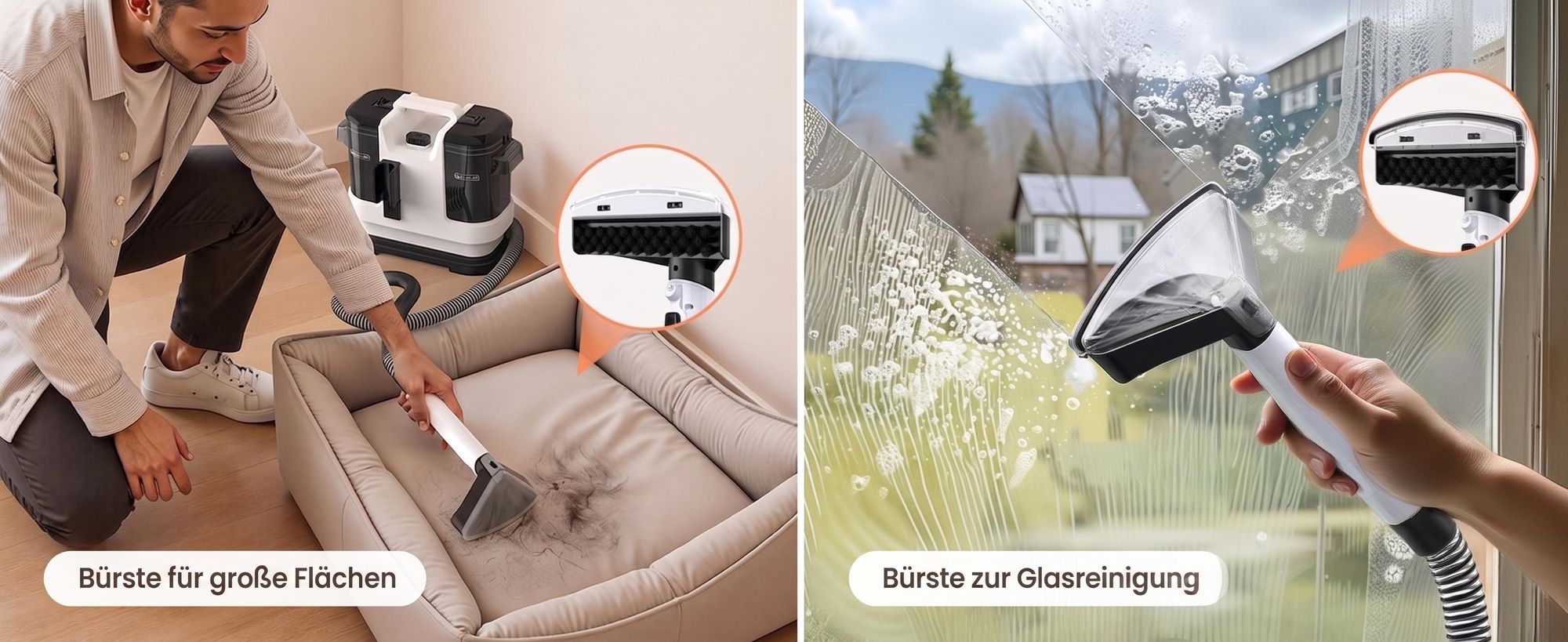 Lubluelu V6 Teppichreiniger Waschsauger Polsterreiniger 5IN1 13.500Pa 450W mit 2-Tank-System Nasssauger für Sofa Auto Teppich