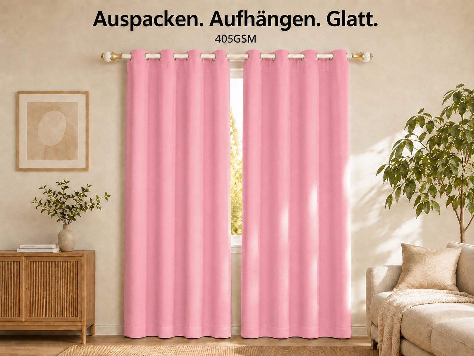 1x 100% Verdunkelung Thermo Vorhänge Rosa Blickdicht Verdunkelungsvorhang mit Ösen Einfarbige, 132*213cm