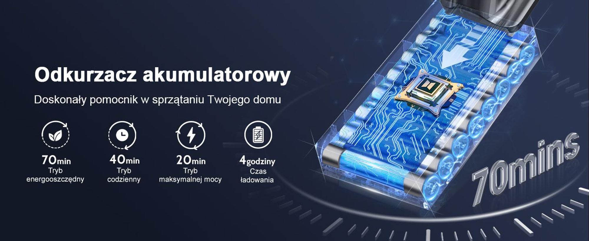 Odkurzacz akumulatorowy Aiibot 80000Pa, 70 minut pracy bezprzewodowej, odkurzacz akumulatorowy z wyświetlaczem LED i systemem zapobiegającym plątaniu się przewodu, trzy tryby pracy, 10 funkcji w jednym, odkurzacz ręczny, pojemność 2 l