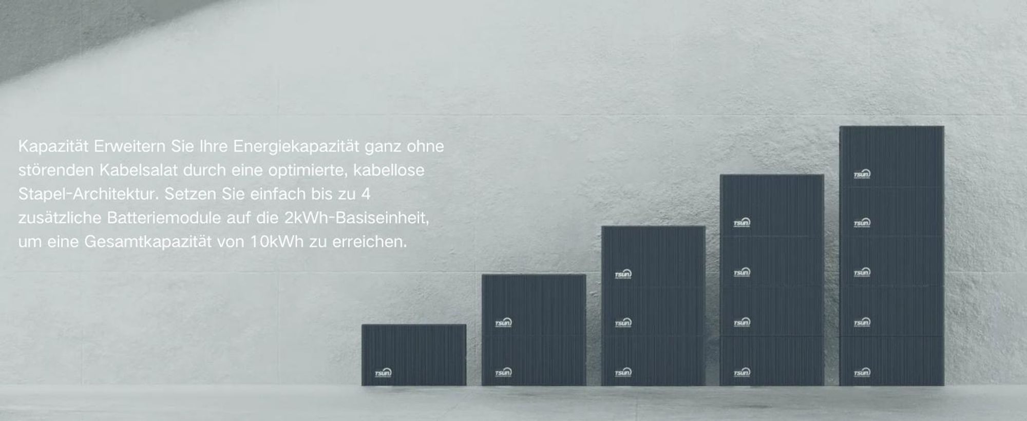TSUN DCU2000Lite 2kWh Balkonkraftwerk Speicher (bis 10 kWh erweiterbar), 314Ah Industriezellen, 2400W PV Input mit Dual MPPT, Plug & Play (0% MwSt)