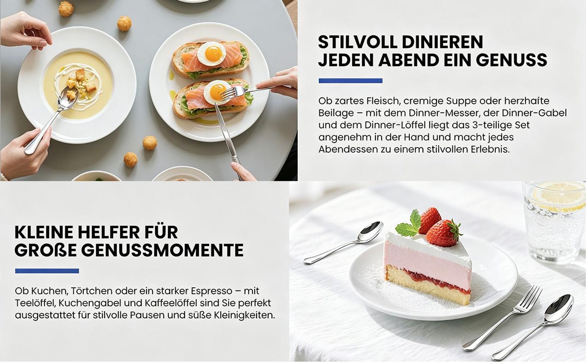 Besteck Set 12 Personen,72-tlg Edelstahl Besteckset,Cutlery Set mit Messer Gabel Löffel,6-tlg Essbesteck HL-G1806