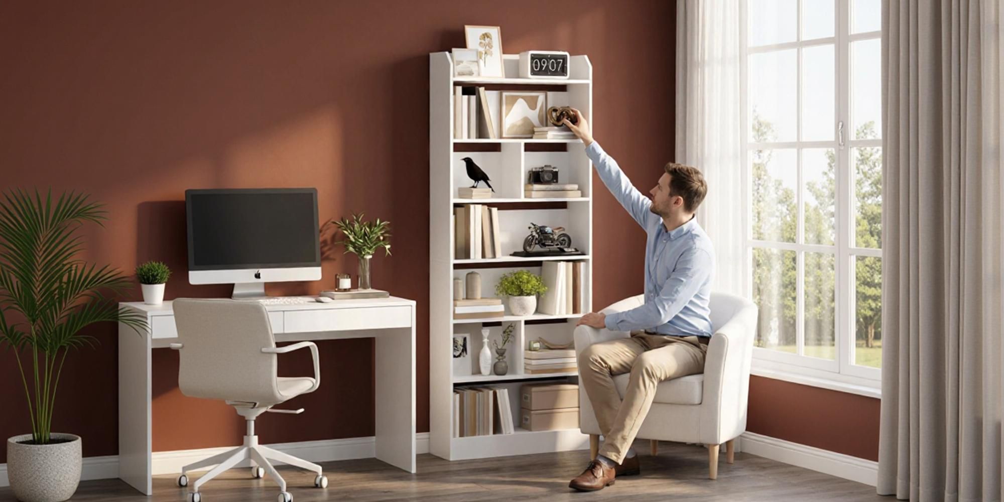 Bücherregal mit 7 Fächern, 24 x 60 x 199,2 cm, Weiß | Bücherschrank, Standregal, Aufbewahrungsregal, für Wohnzimmer Büro Schlafzimmer